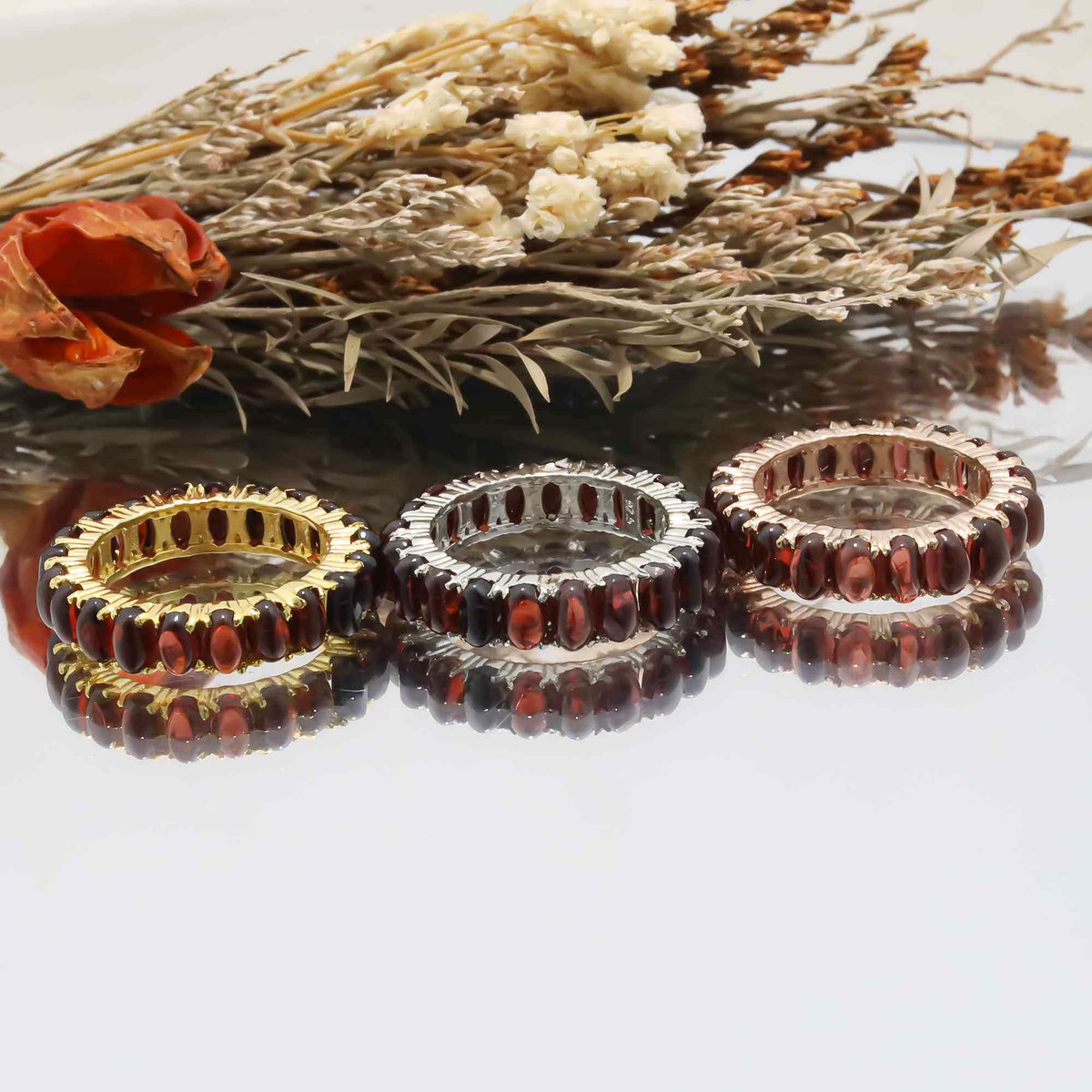 Natural Garnet 3x5mm Oval Cabochon Ring 925 Sterling Silver Handmade Solitaire Ring