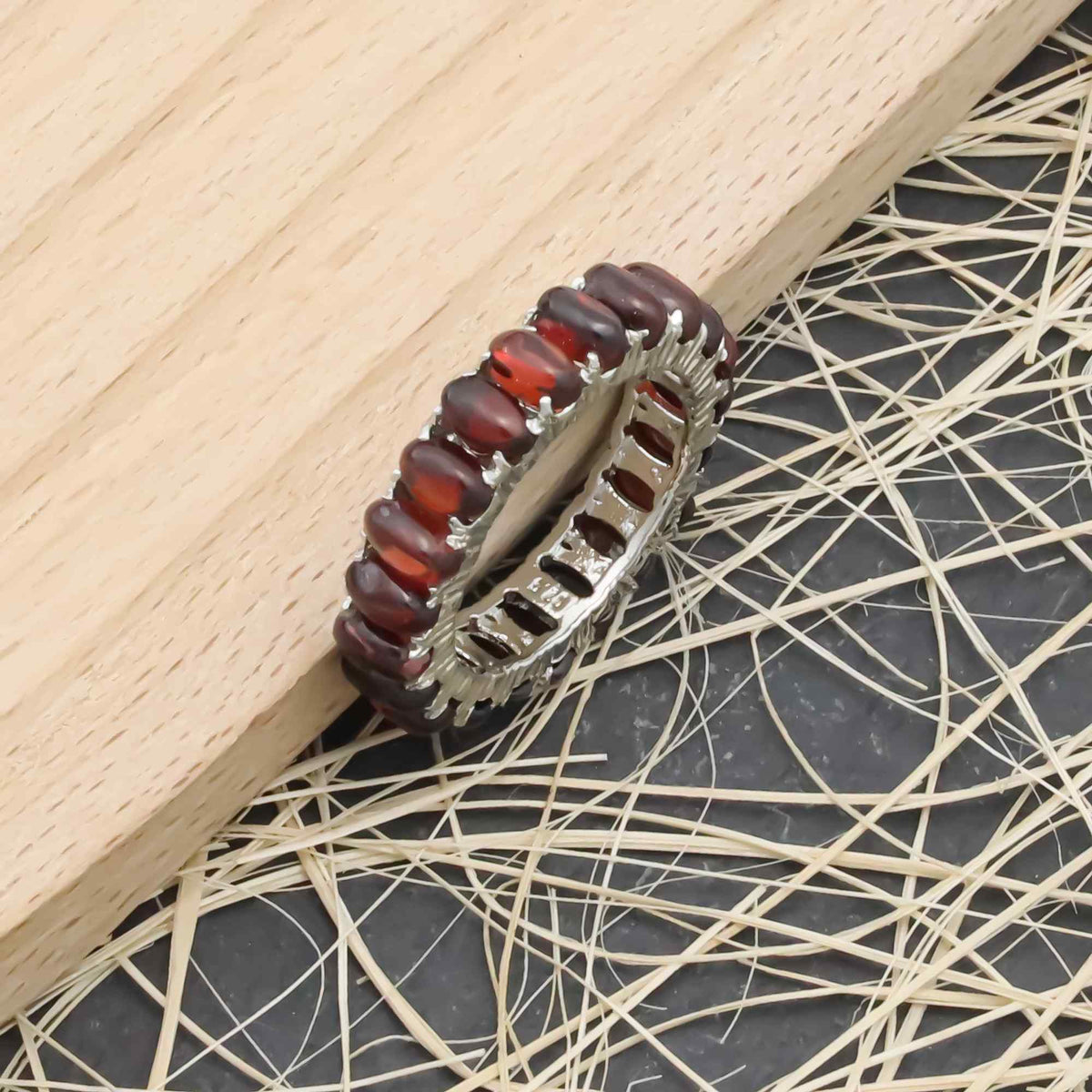 Natural Garnet 3x5mm Oval Cabochon Ring 925 Sterling Silver Handmade Solitaire Ring