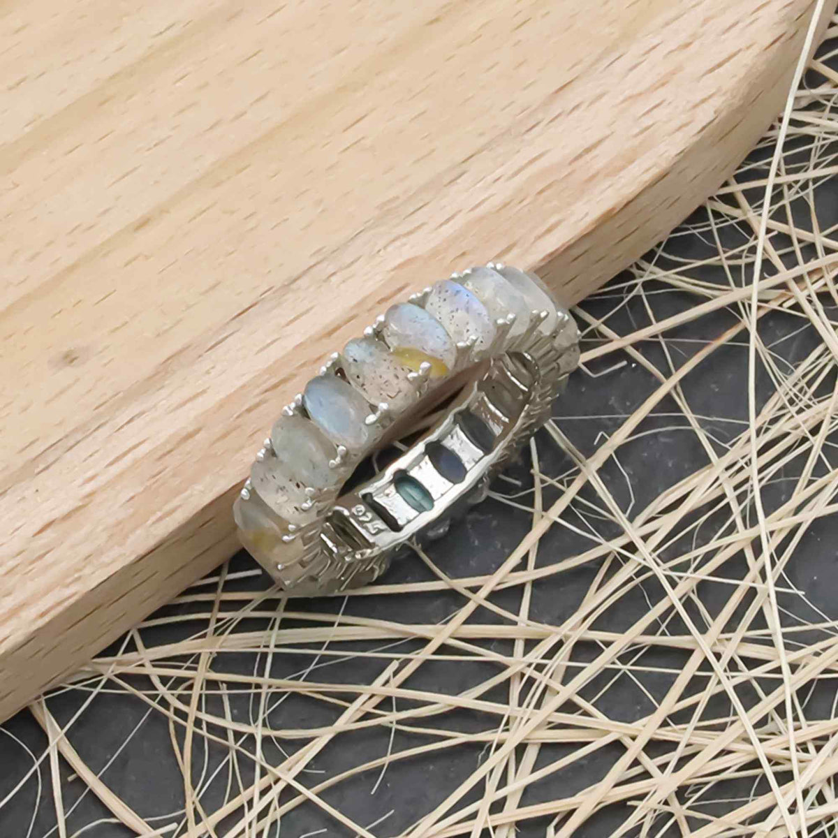 Natural Labradorite 3x5mm Oval Cabochon Ring 925 Sterling Silver Handmade Solitaire Ring
