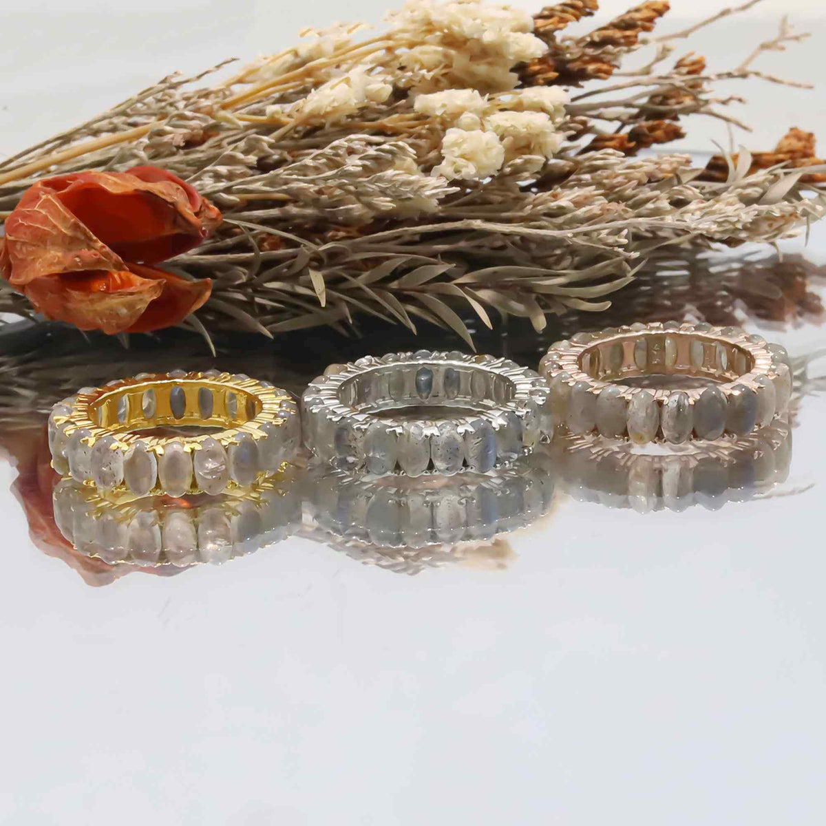 Natural Labradorite 3x5mm Oval Cabochon Ring 925 Sterling Silver Handmade Solitaire Ring