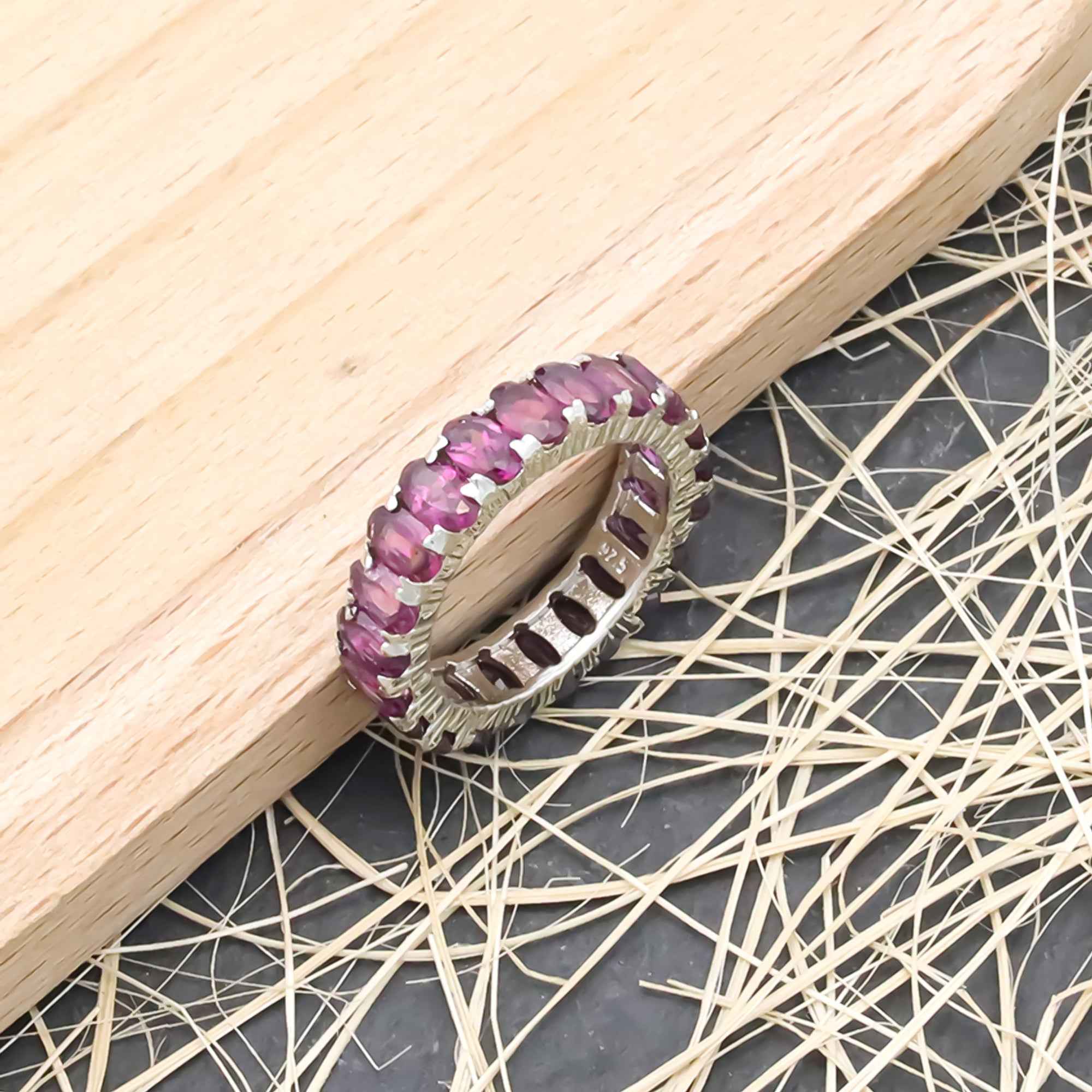 Natural Rhodolite Garnet 3x5mm Oval Cut Ring 925 Sterling Silver Handmade Solitaire Ring