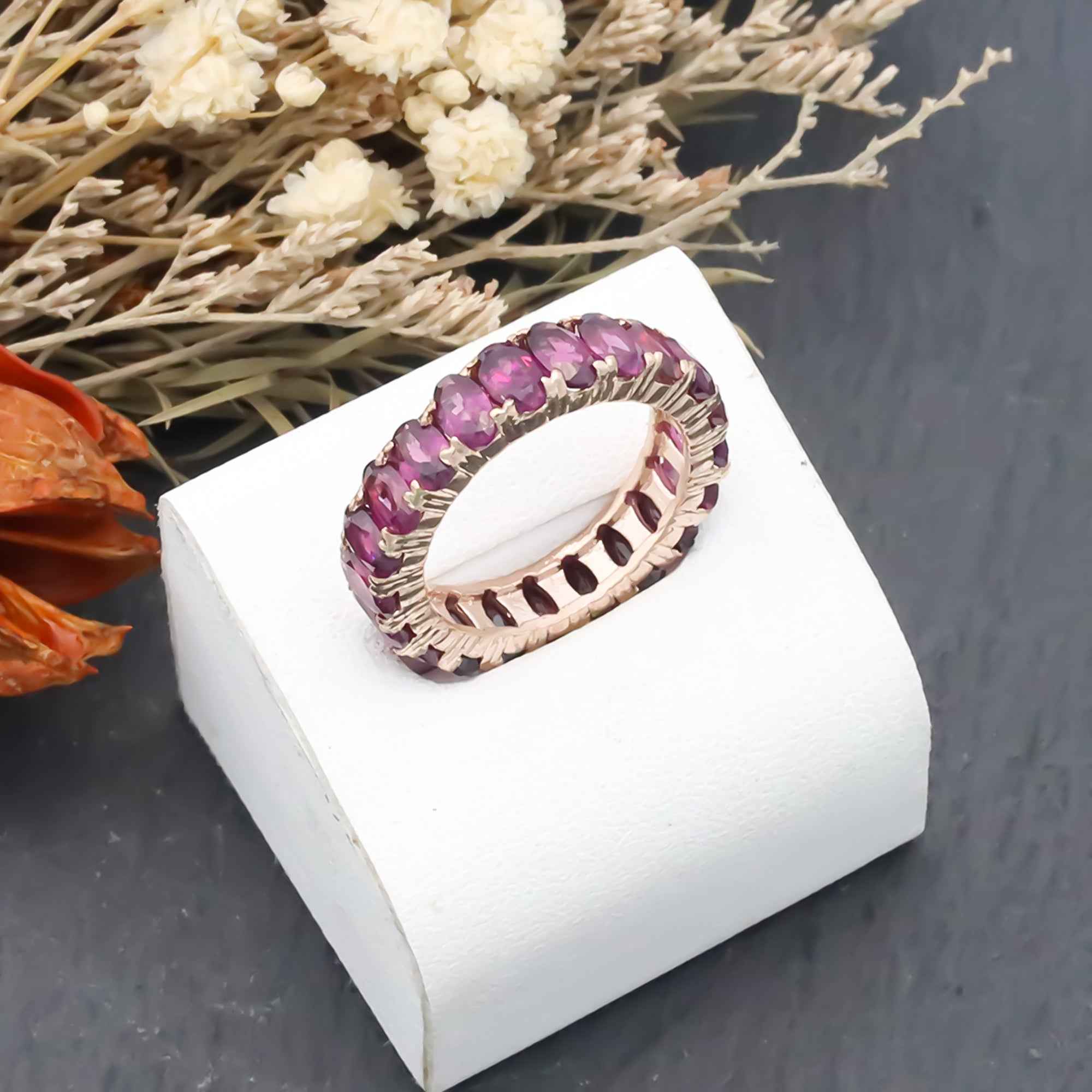 Natural Rhodolite Garnet 3x5mm Oval Cut Ring 925 Sterling Silver Handmade Solitaire Ring