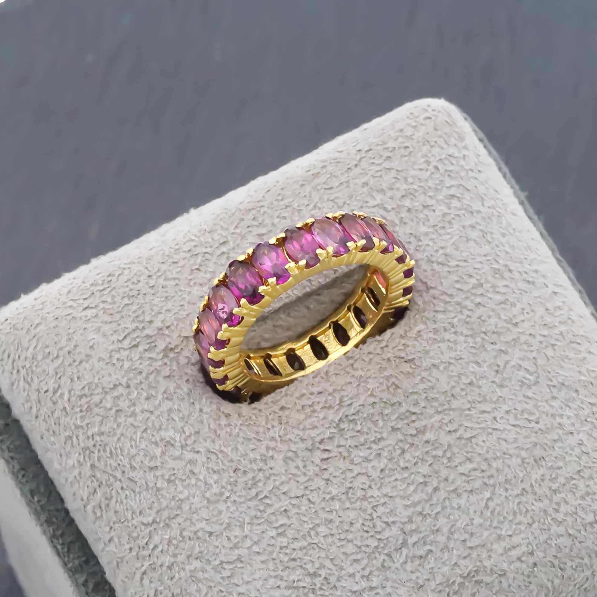 Natural Rhodolite Garnet 3x5mm Oval Cut Ring 925 Sterling Silver Handmade Solitaire Ring