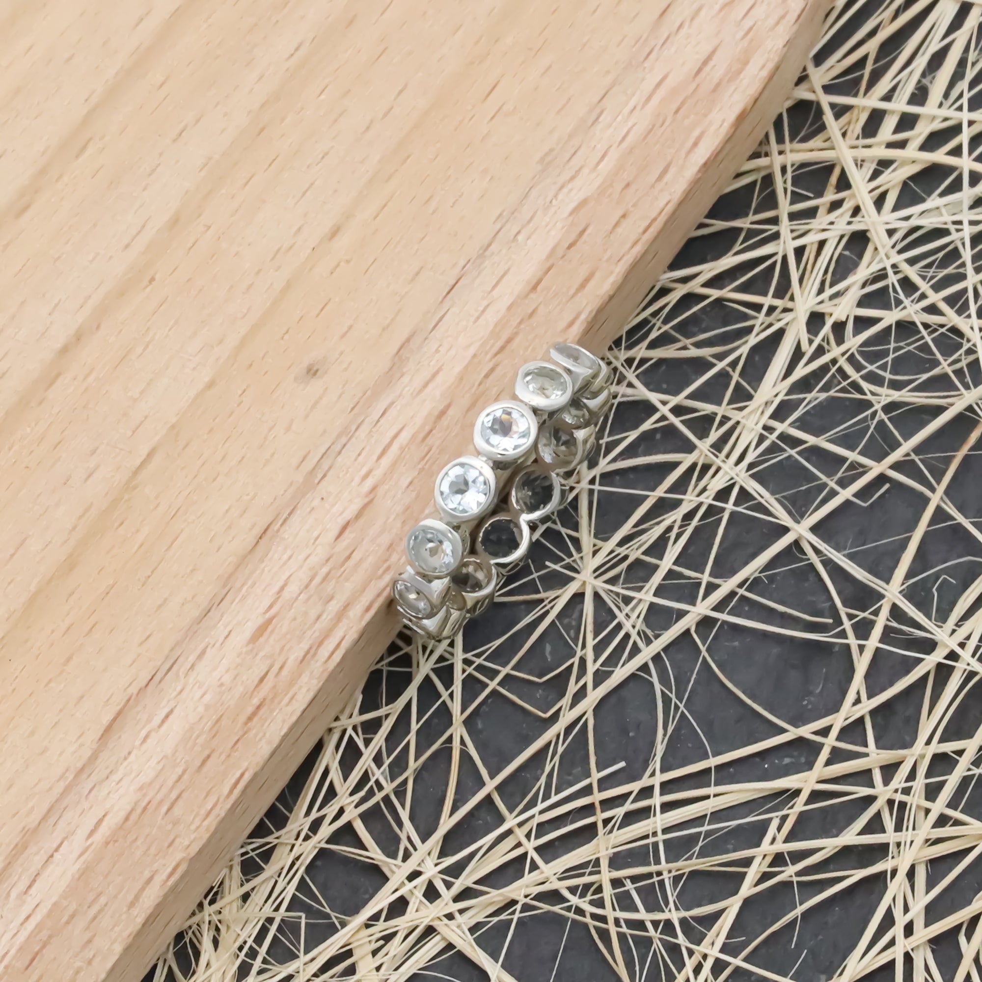 Natural Aquamarine 3mm Round Cut Ring 925 Sterling Silver Handmade Solitaire Ring