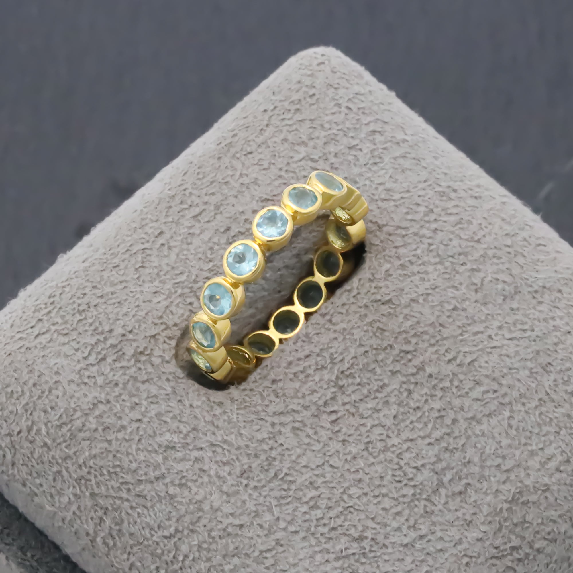 Natural Blue Apatite 3mm Round Cut Ring 925 Sterling Silver Handmade Solitaire Ring