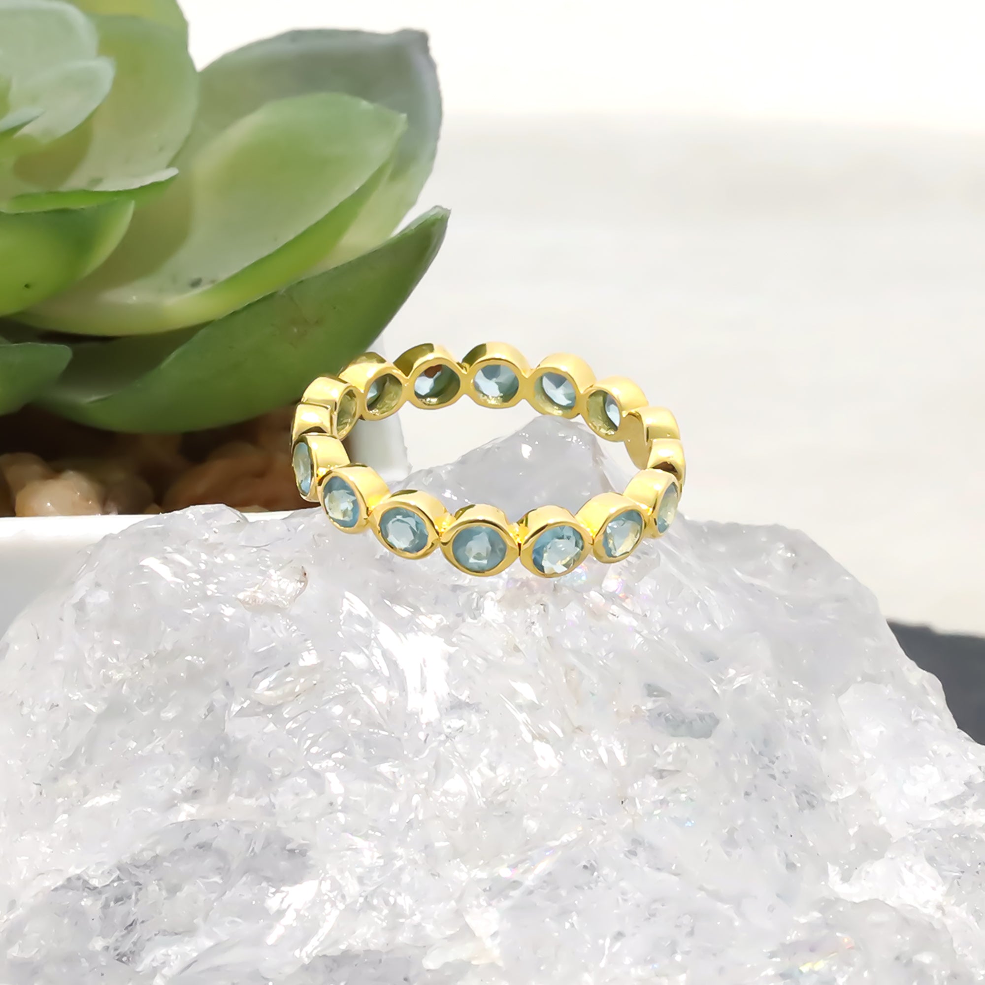 Natural Blue Apatite 3mm Round Cut Ring 925 Sterling Silver Handmade Solitaire Ring