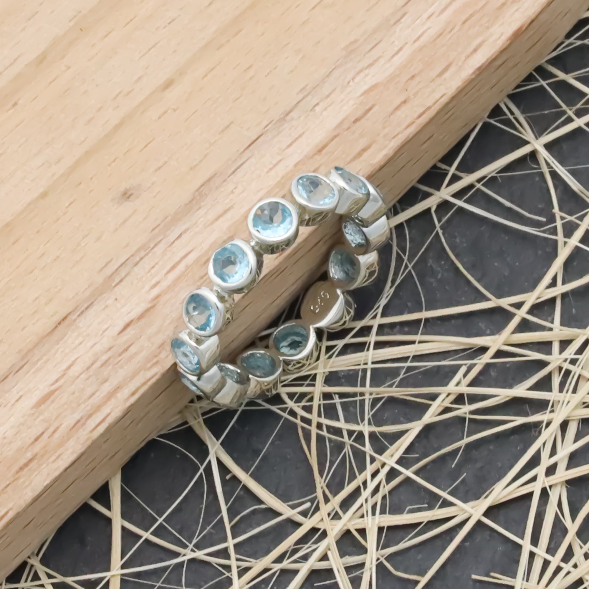 Natural Blue Apatite 3mm Round Cut Ring 925 Sterling Silver Handmade Solitaire Ring
