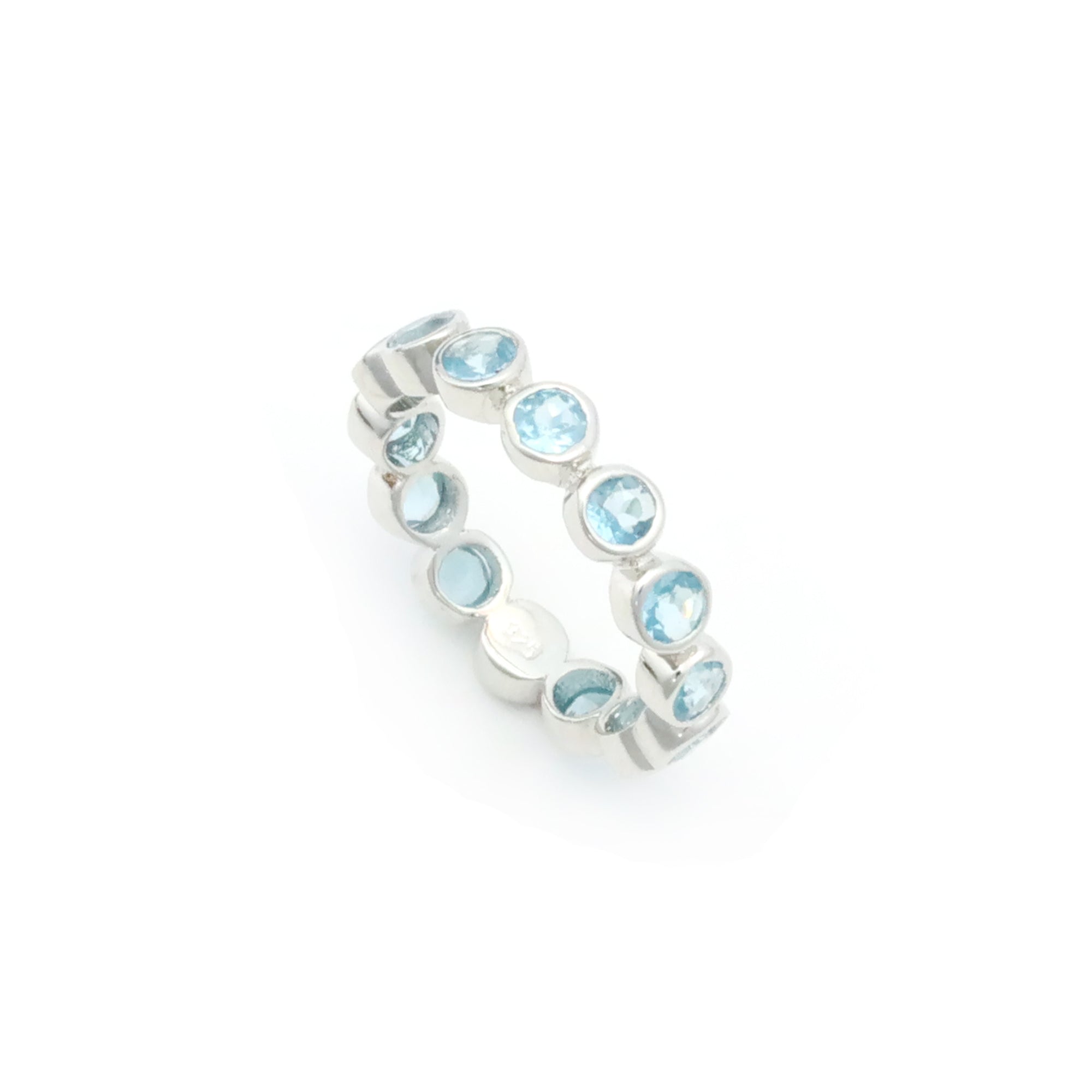 Natural Blue Apatite 3mm Round Cut Ring 925 Sterling Silver Handmade Solitaire Ring