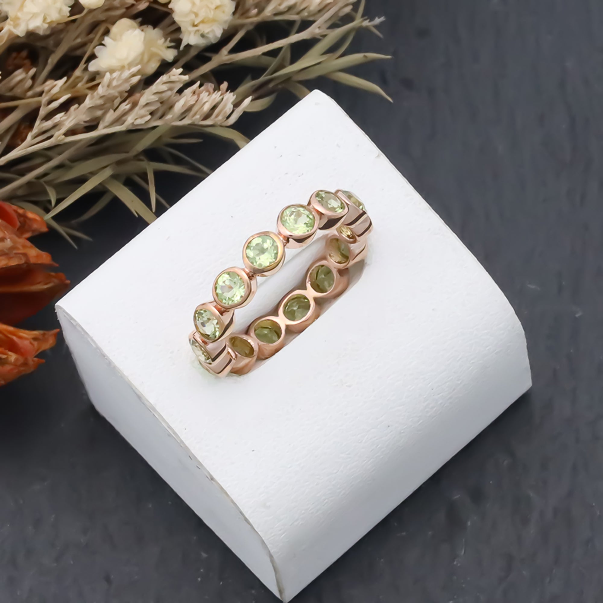 Natural Peridot 3mm Round Cut Solitaire Ring 925 Sterling Silver Handmade Ring