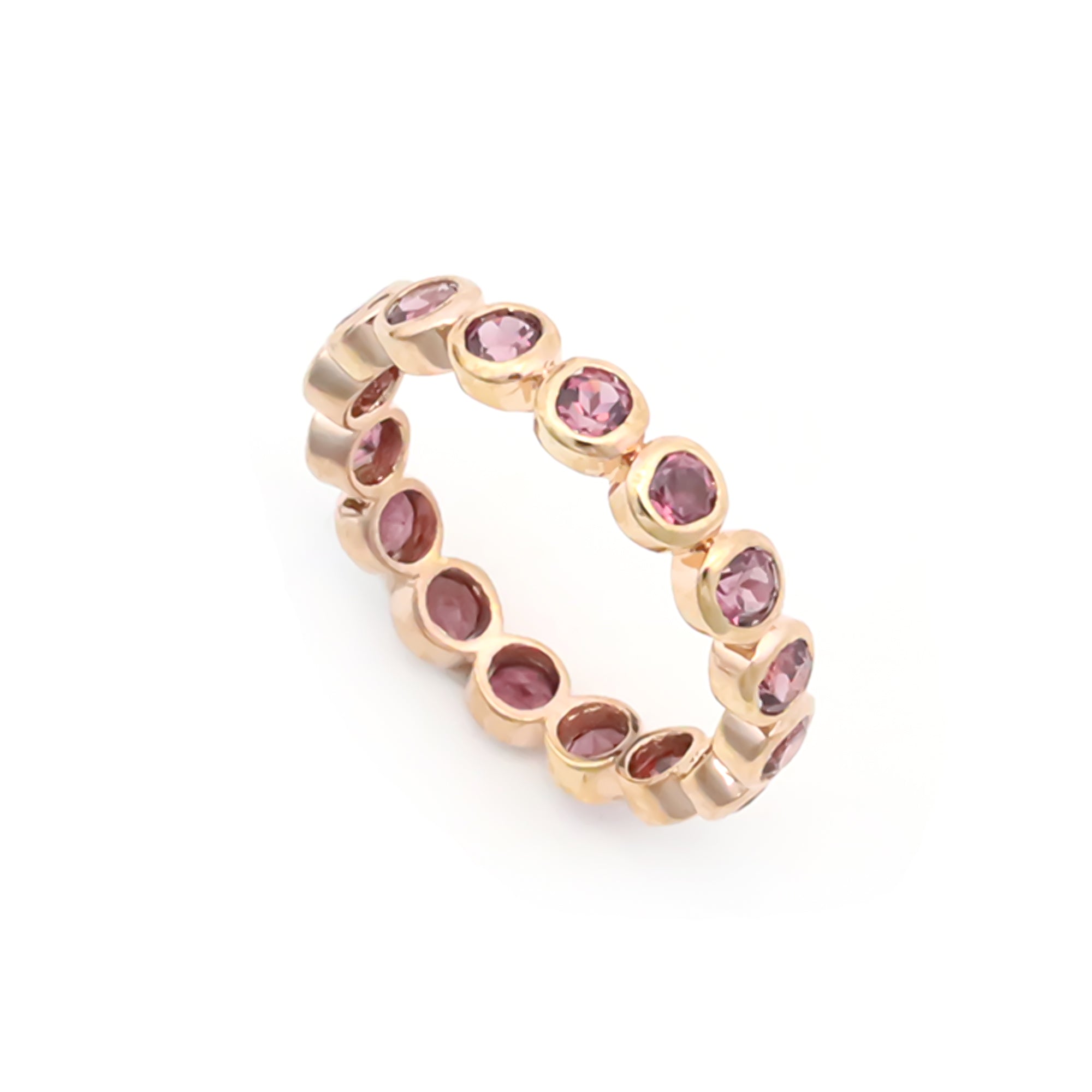 Natural Rhodolite 3mm Round Cut Solitaire Ring 925 Sterling Silver Ring