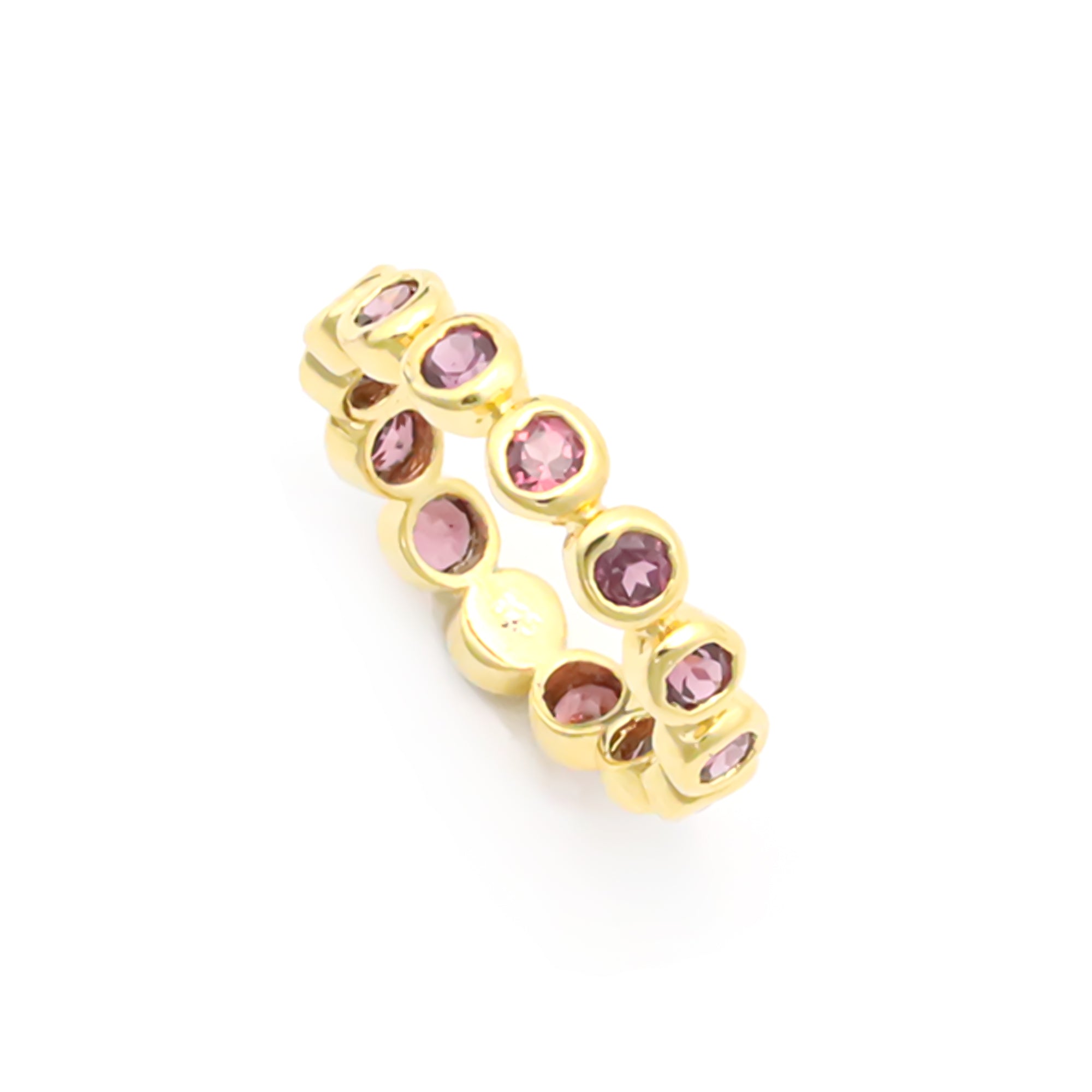 Natural Rhodolite 3mm Round Cut Solitaire Ring 925 Sterling Silver Ring