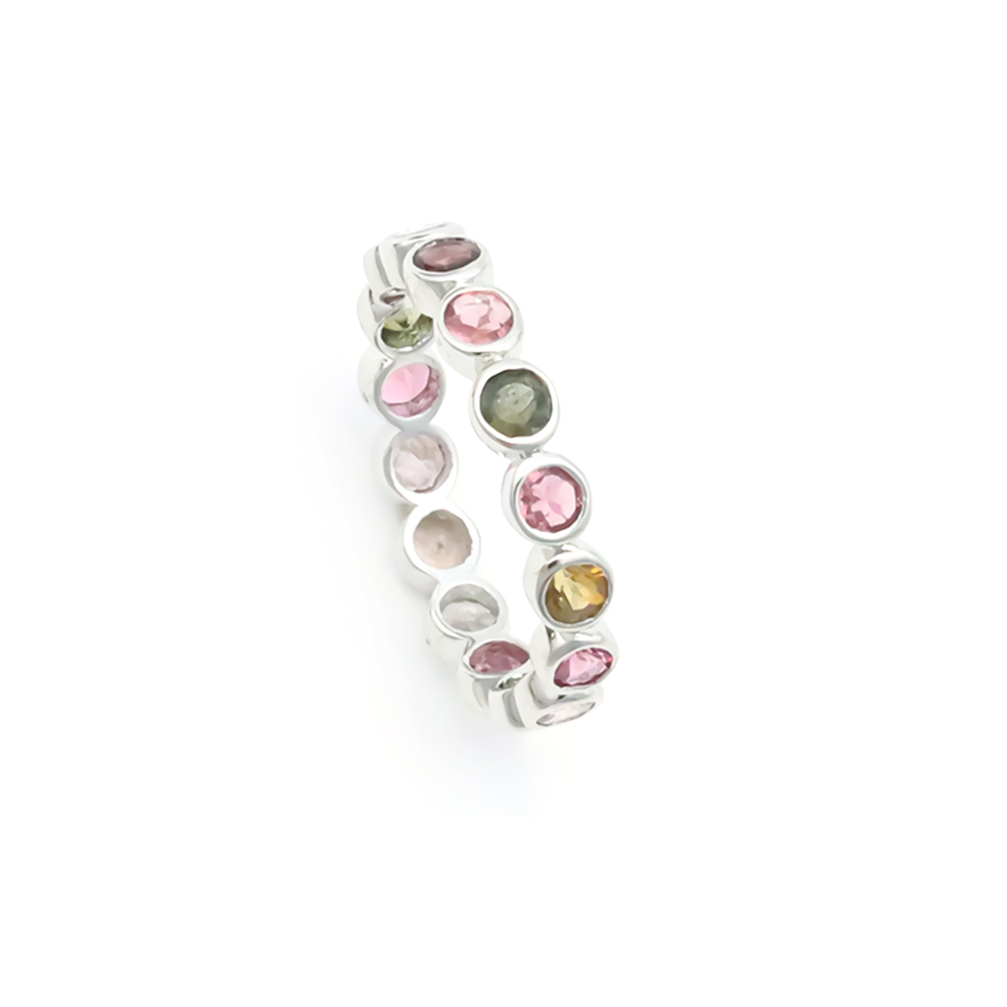 Natural Tourmaline 3mm Round Cut Solitaire Ring 925 Sterling Silver Ring