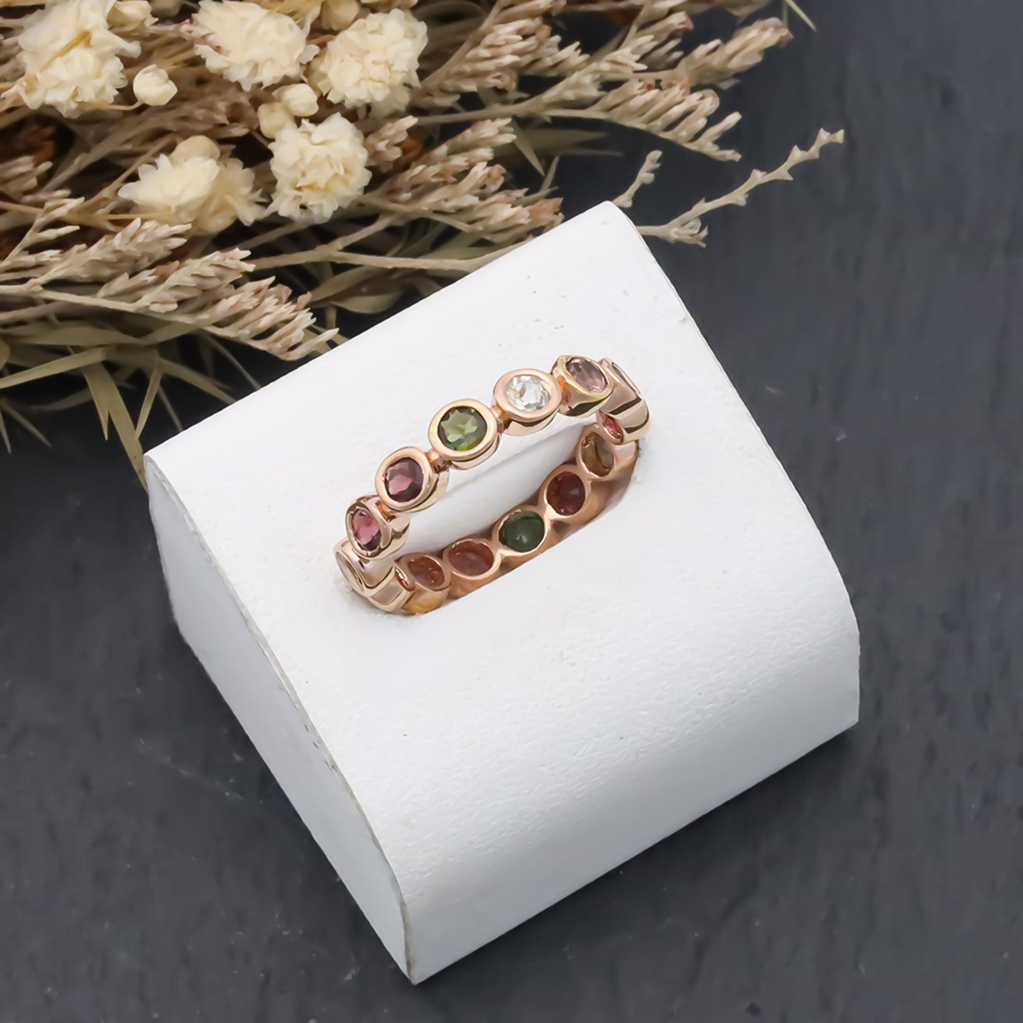 Natural Tourmaline 3mm Round Cut Solitaire Ring 925 Sterling Silver Ring