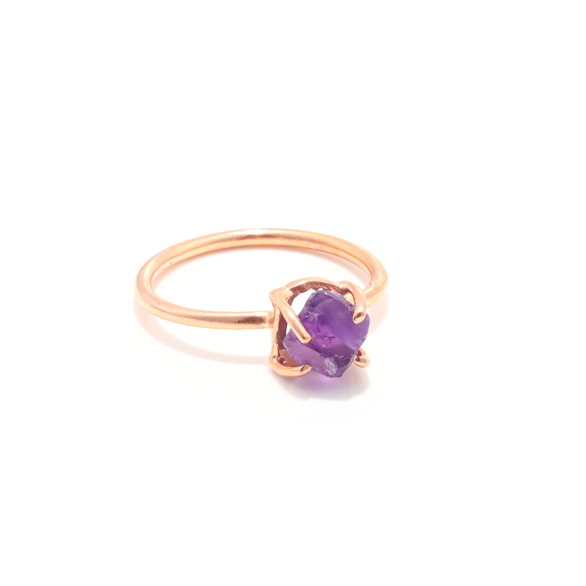 Raw Amethyst Ring in 925 Sterling Silver Rough Gemstone Ring Handmade Crystal Jewelry Gift for Her