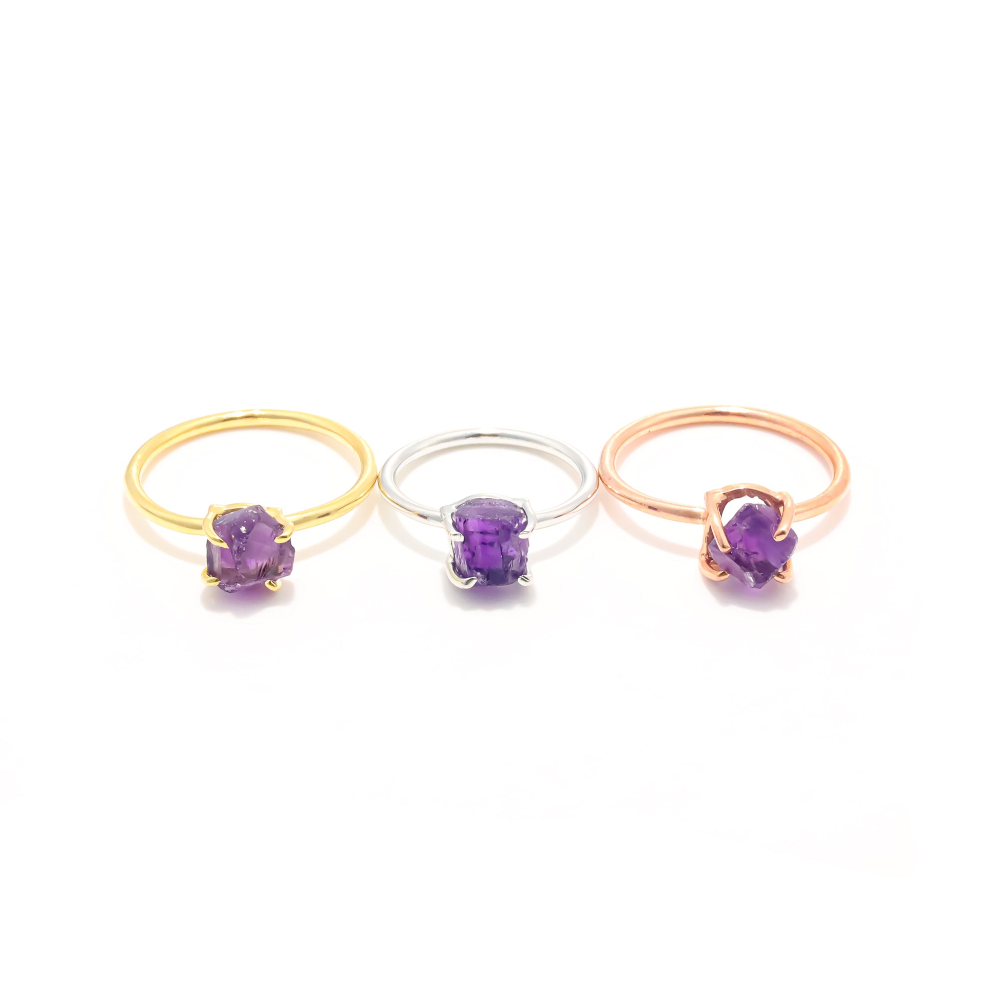 Raw Amethyst Ring in 925 Sterling Silver Rough Gemstone Ring Handmade Crystal Jewelry Gift for Her