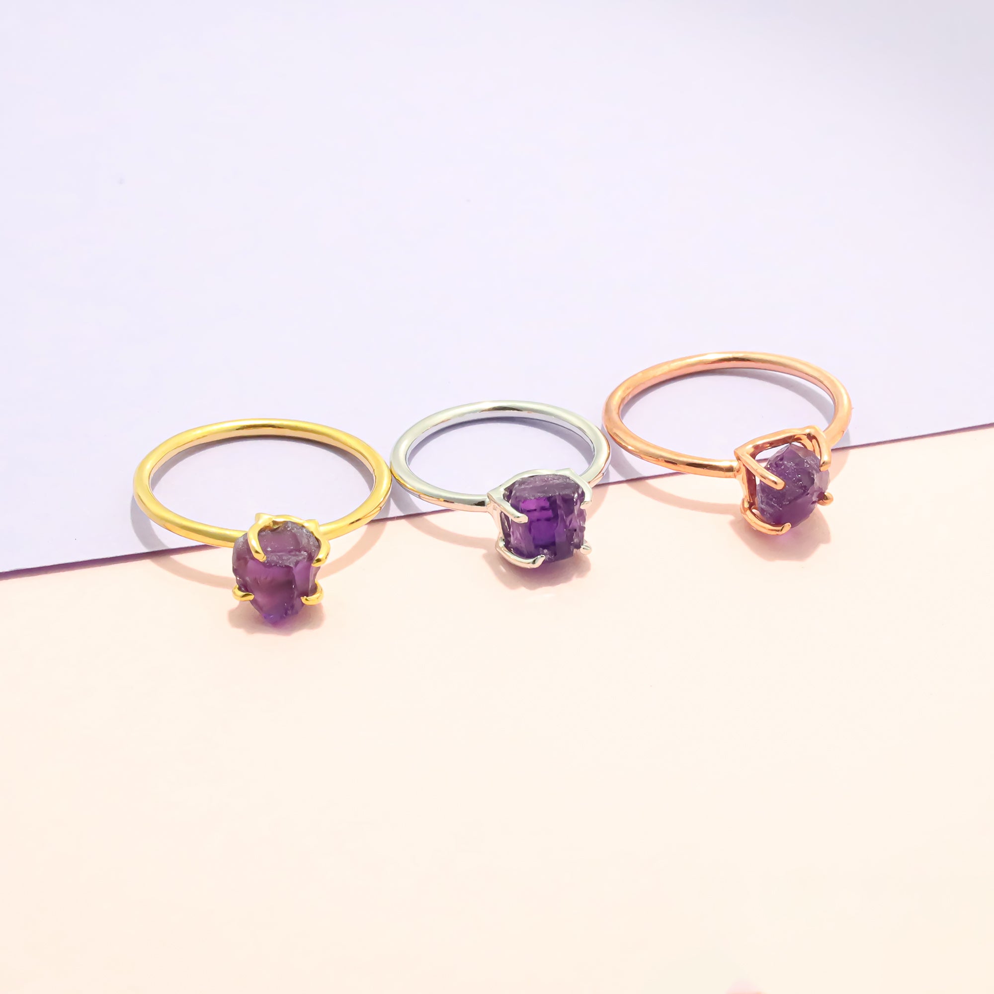 Raw Amethyst Ring in 925 Sterling Silver Rough Gemstone Ring Handmade Crystal Jewelry Gift for Her