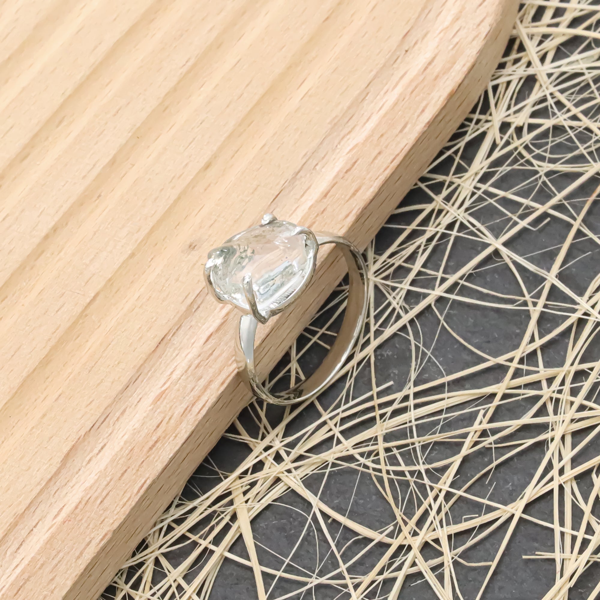 Raw Crystal Quartz Ring in 925 Sterling Silver Rough Gemstone Ring Handmade Jewelry Gift for Her