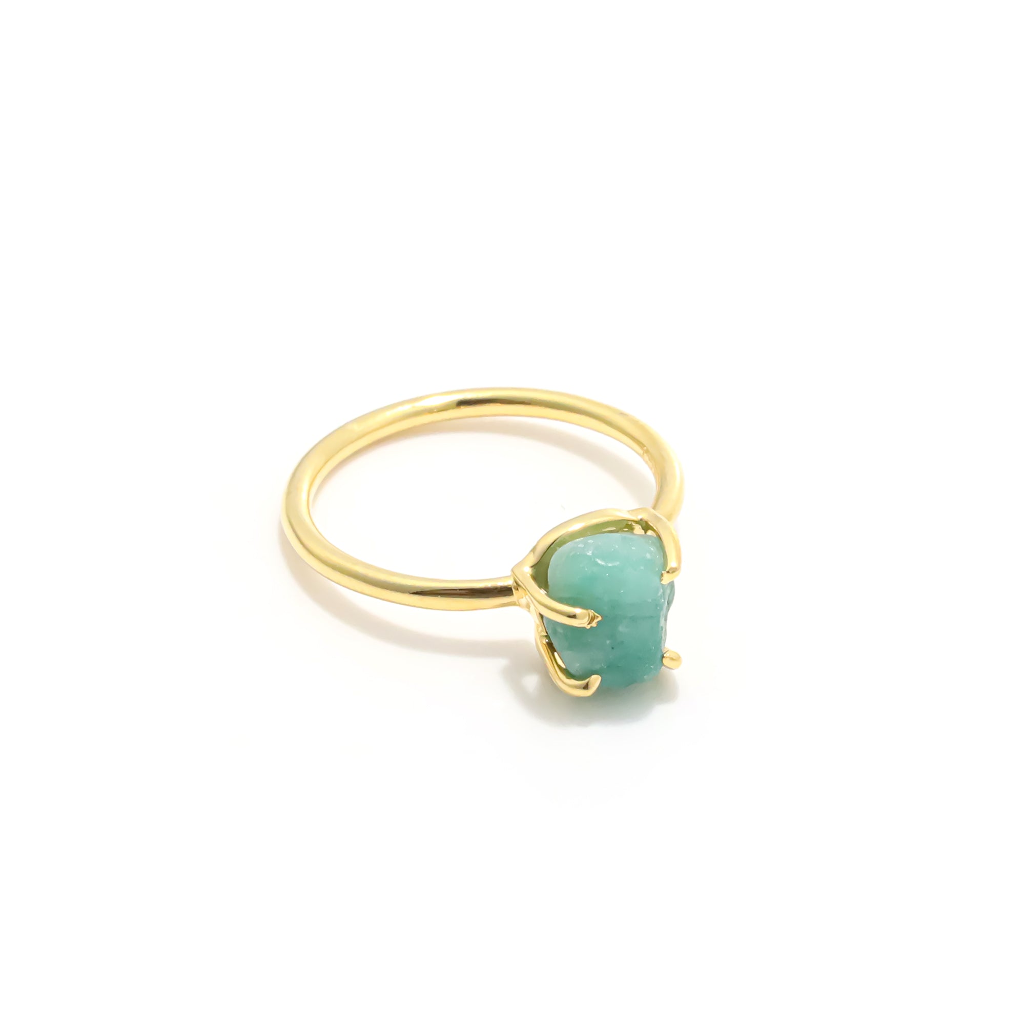 Raw Emerald Ring in 925 Sterling Silver Rough Gemstone Ring Handmade May Birthstone Jewelry