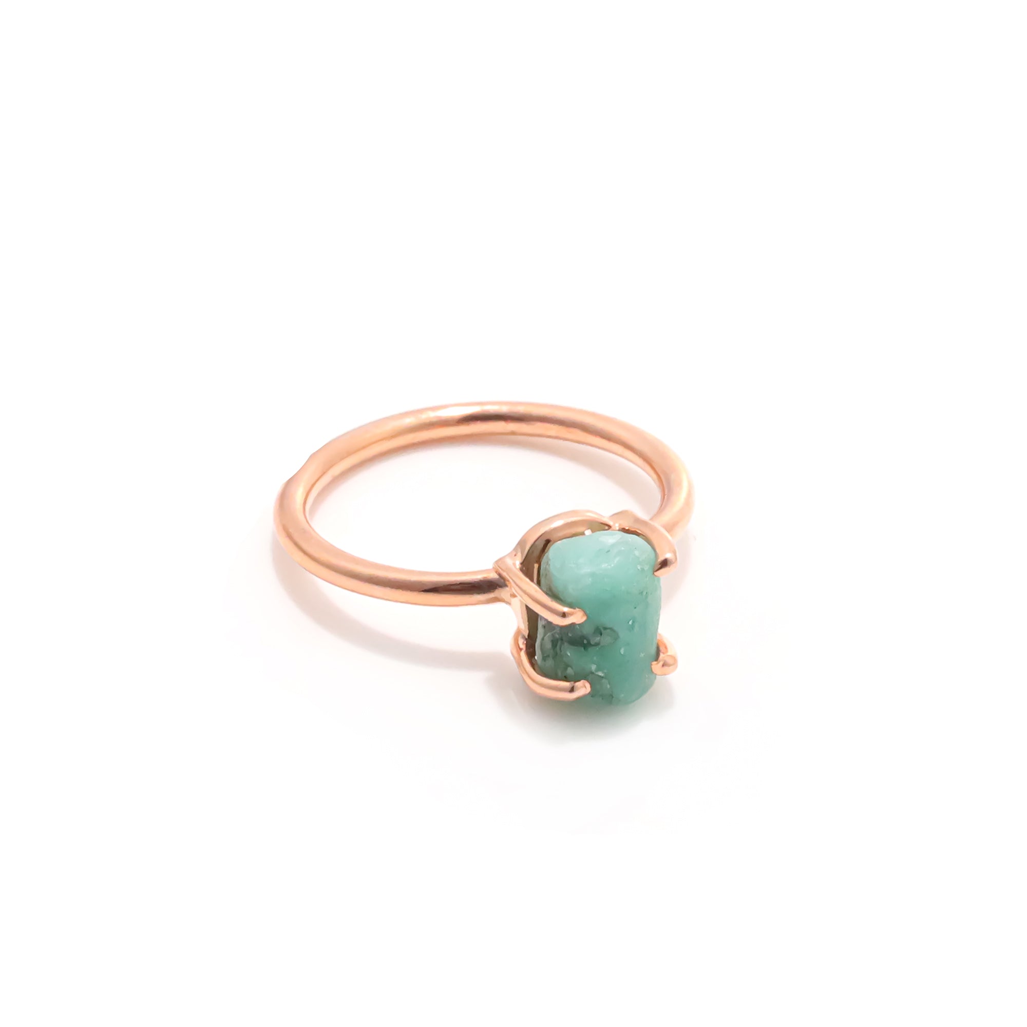 Raw Emerald Ring in 925 Sterling Silver Rough Gemstone Ring Handmade May Birthstone Jewelry