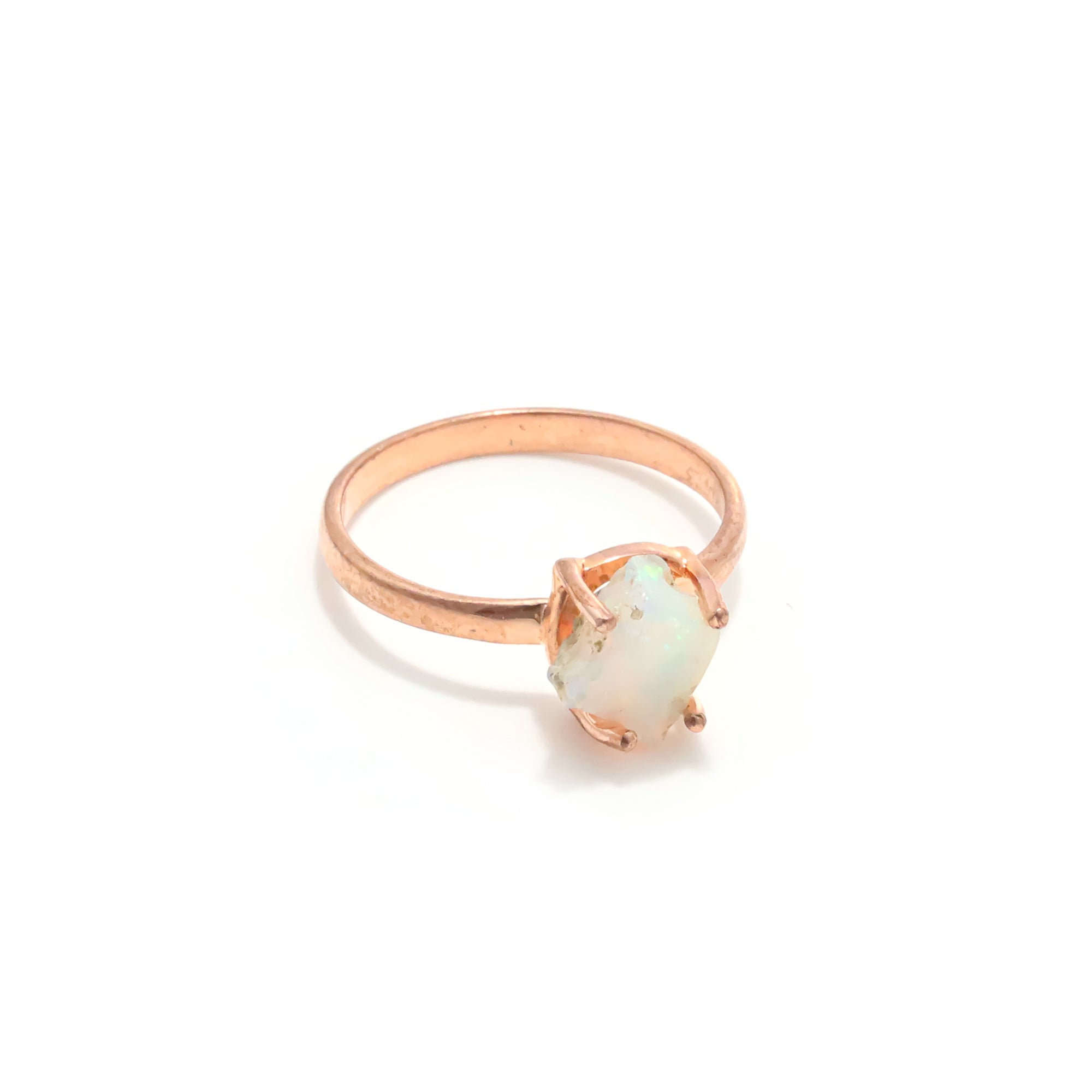 Raw Ethiopian Opal Ring in 925 Sterling Silver Rough Gemstone Ring Handmade October Birthstone Jewelry