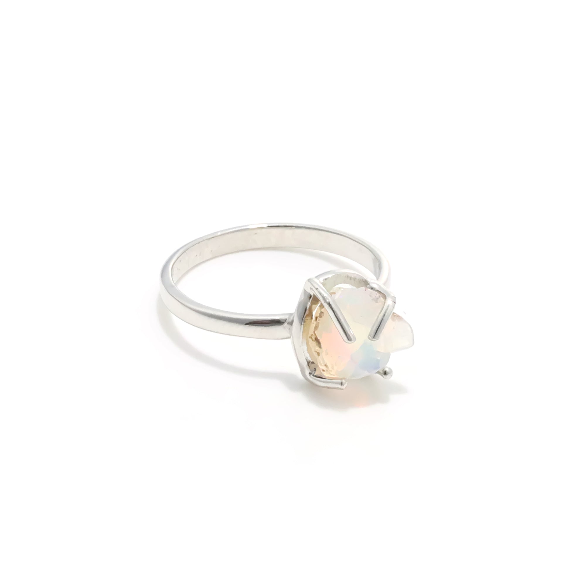 Raw Ethiopian Opal Ring in 925 Sterling Silver Rough Gemstone Ring Handmade October Birthstone Jewelry