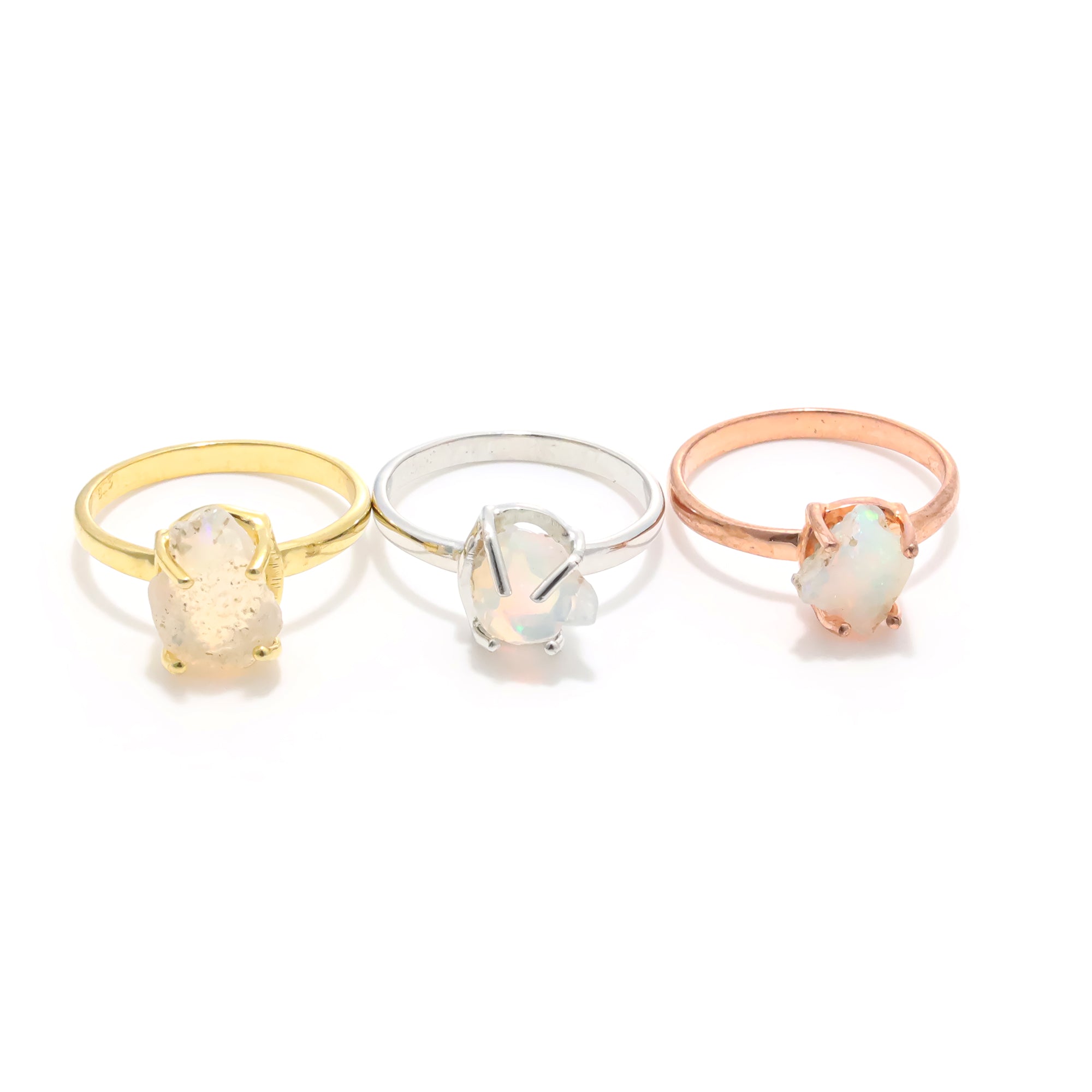 Raw Ethiopian Opal Ring in 925 Sterling Silver Rough Gemstone Ring Handmade October Birthstone Jewelry