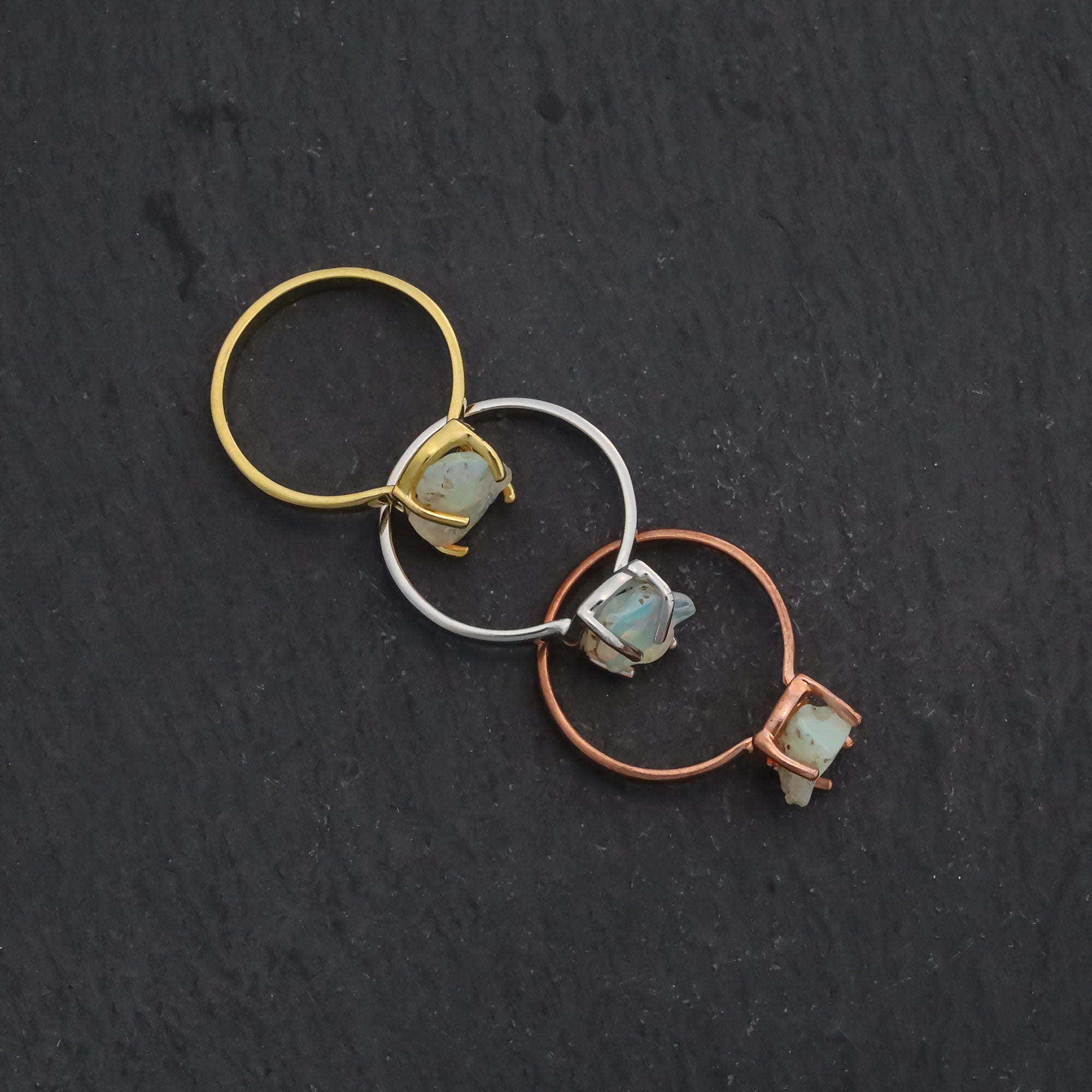 Raw Ethiopian Opal Ring in 925 Sterling Silver Rough Gemstone Ring Handmade October Birthstone Jewelry