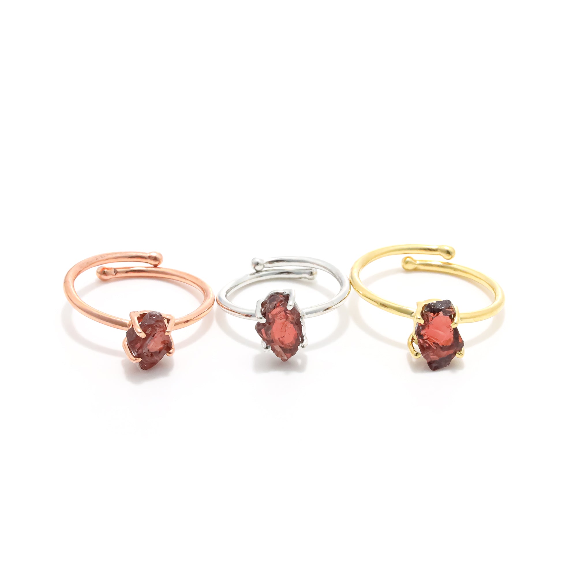 Raw Garnet Ring in 925 Sterling Silver Rough Gemstone Ring Handmade January Birthstone Jewelry