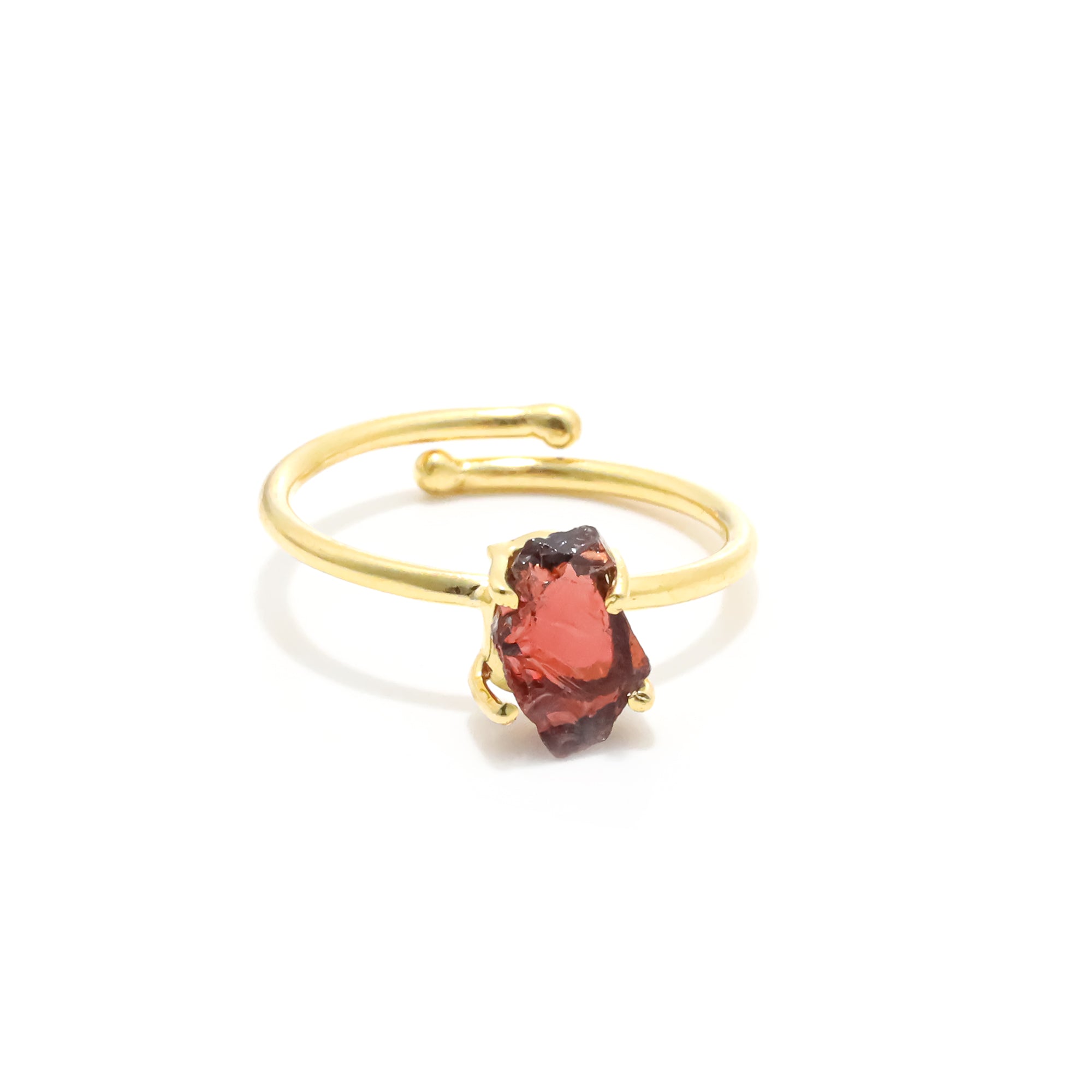 Raw Garnet Ring in 925 Sterling Silver Rough Gemstone Ring Handmade January Birthstone Jewelry