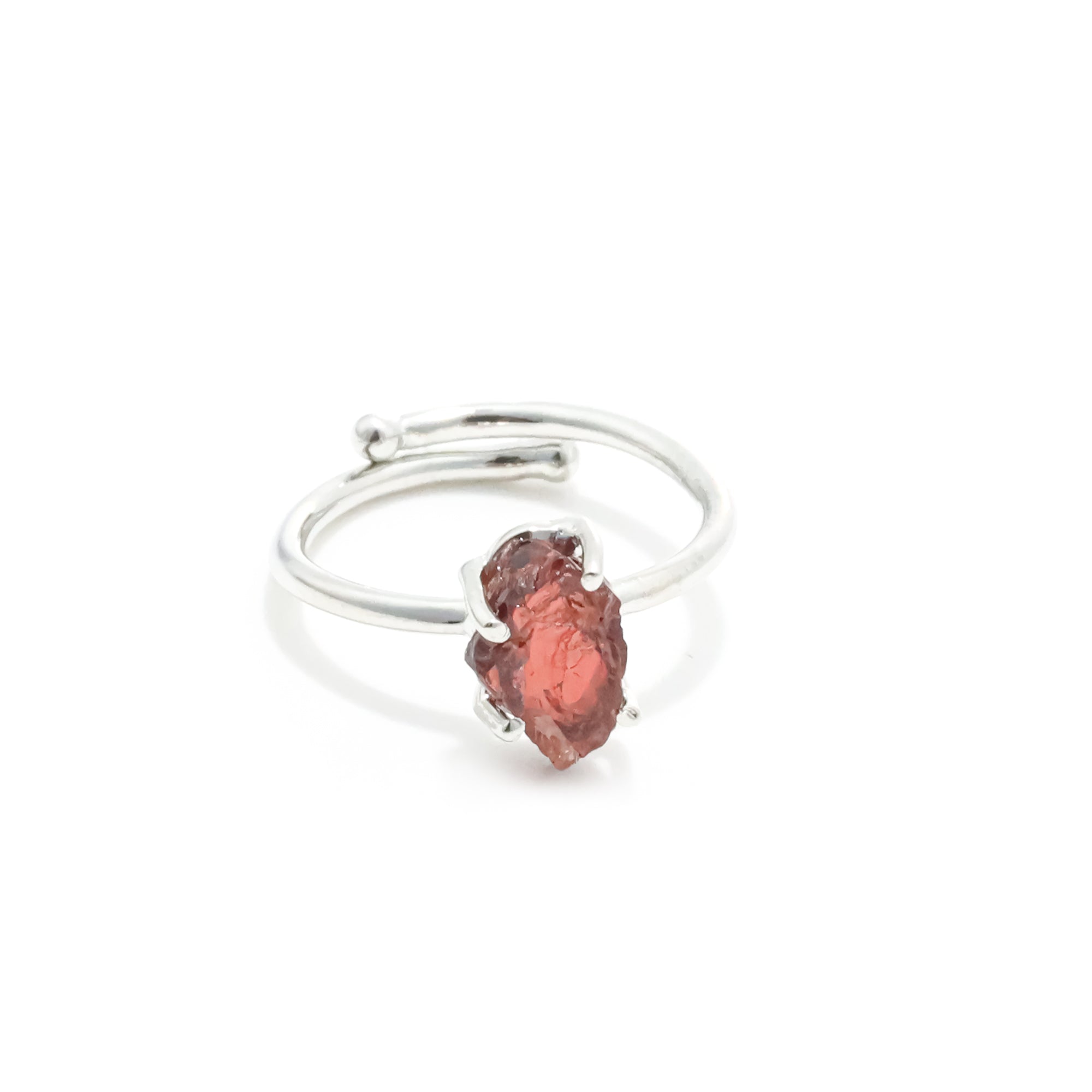 Raw Garnet Ring in 925 Sterling Silver Rough Gemstone Ring Handmade January Birthstone Jewelry