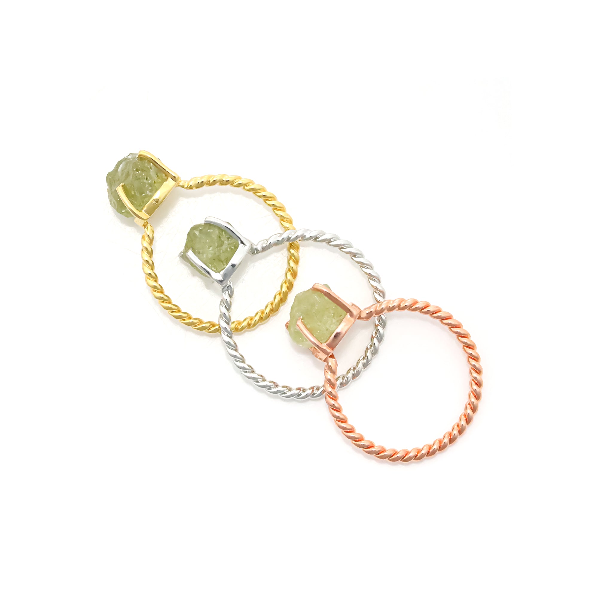 Raw Green Garnet Ring in 925 Sterling Silver Rough Gemstone Ring Handmade January Birthstone Jewelry