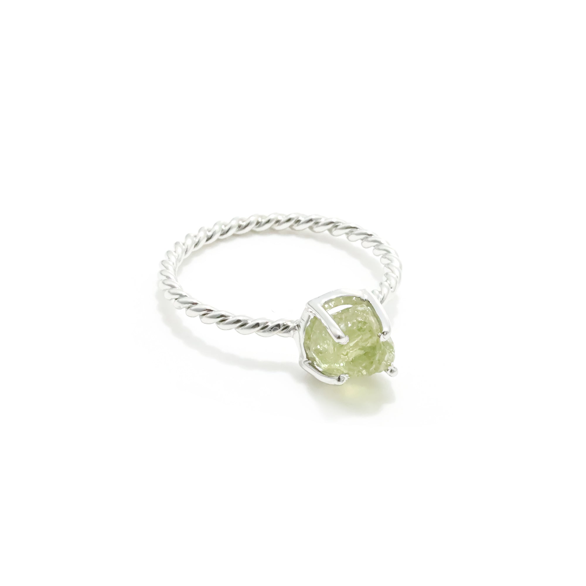 Raw Green Garnet Ring in 925 Sterling Silver Rough Gemstone Ring Handmade January Birthstone Jewelry