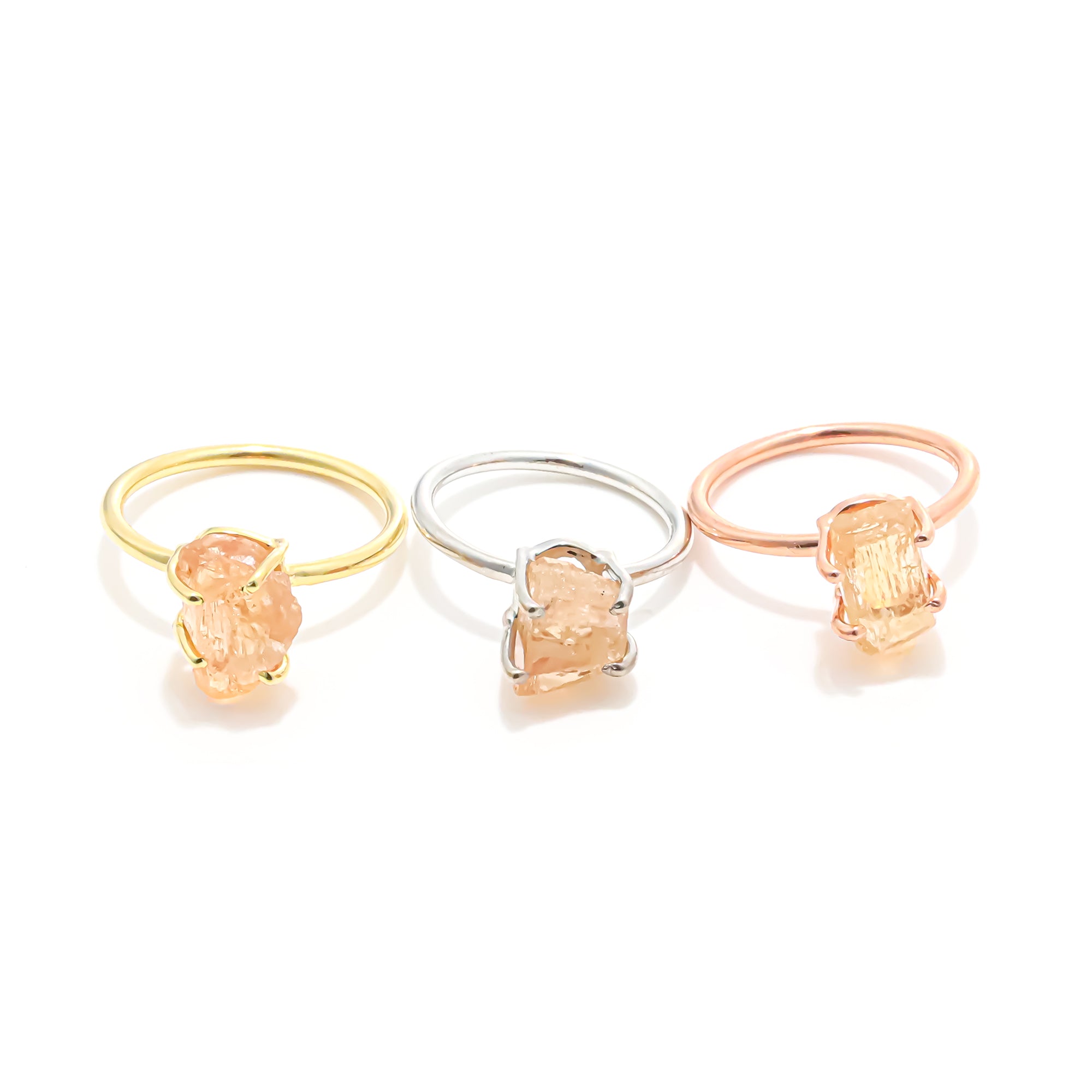 Raw Imperial Topaz Ring in 925 Sterling Silver Rough Gemstone Ring Handmade November Birthstone Jewelry