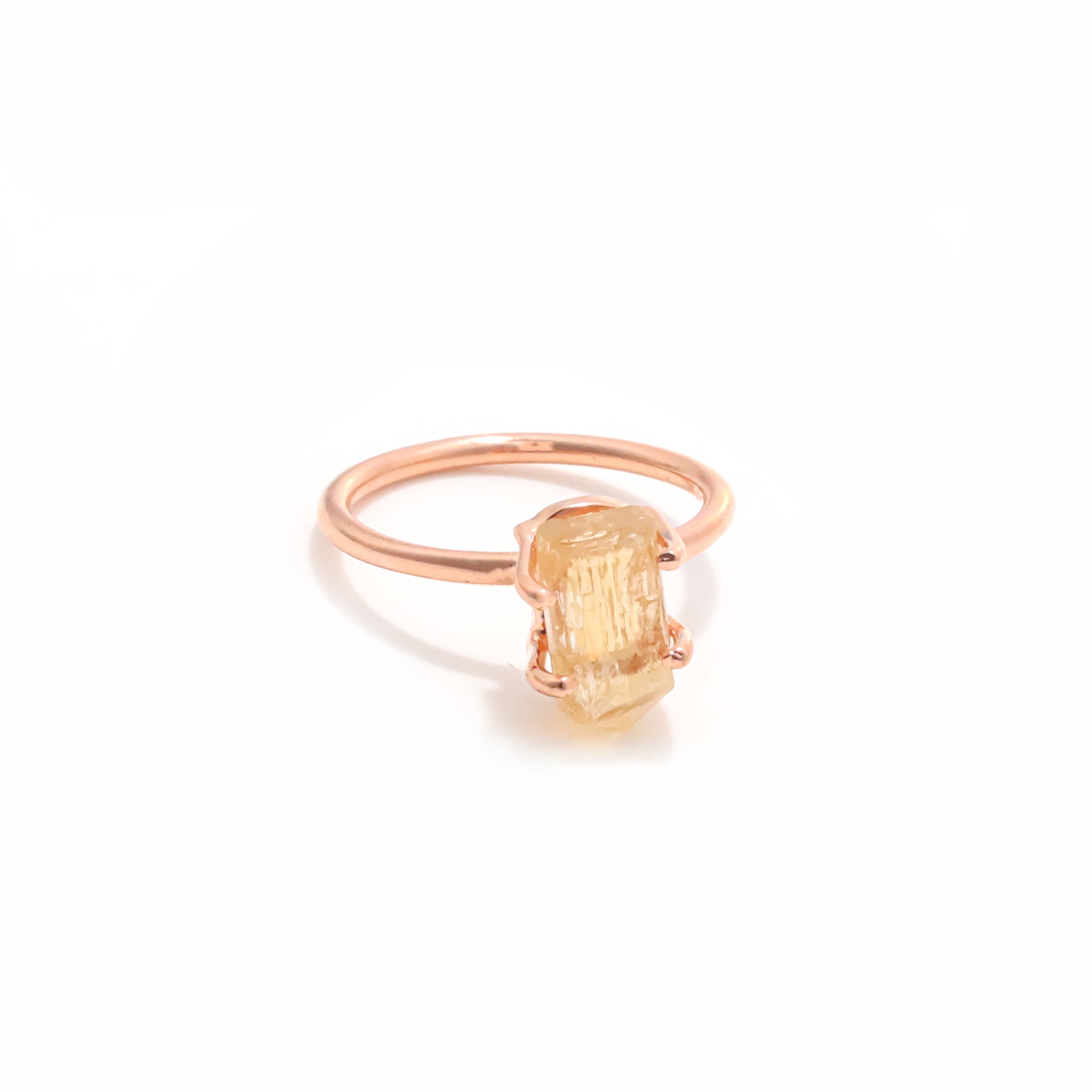 Raw Imperial Topaz Ring in 925 Sterling Silver Rough Gemstone Ring Handmade November Birthstone Jewelry
