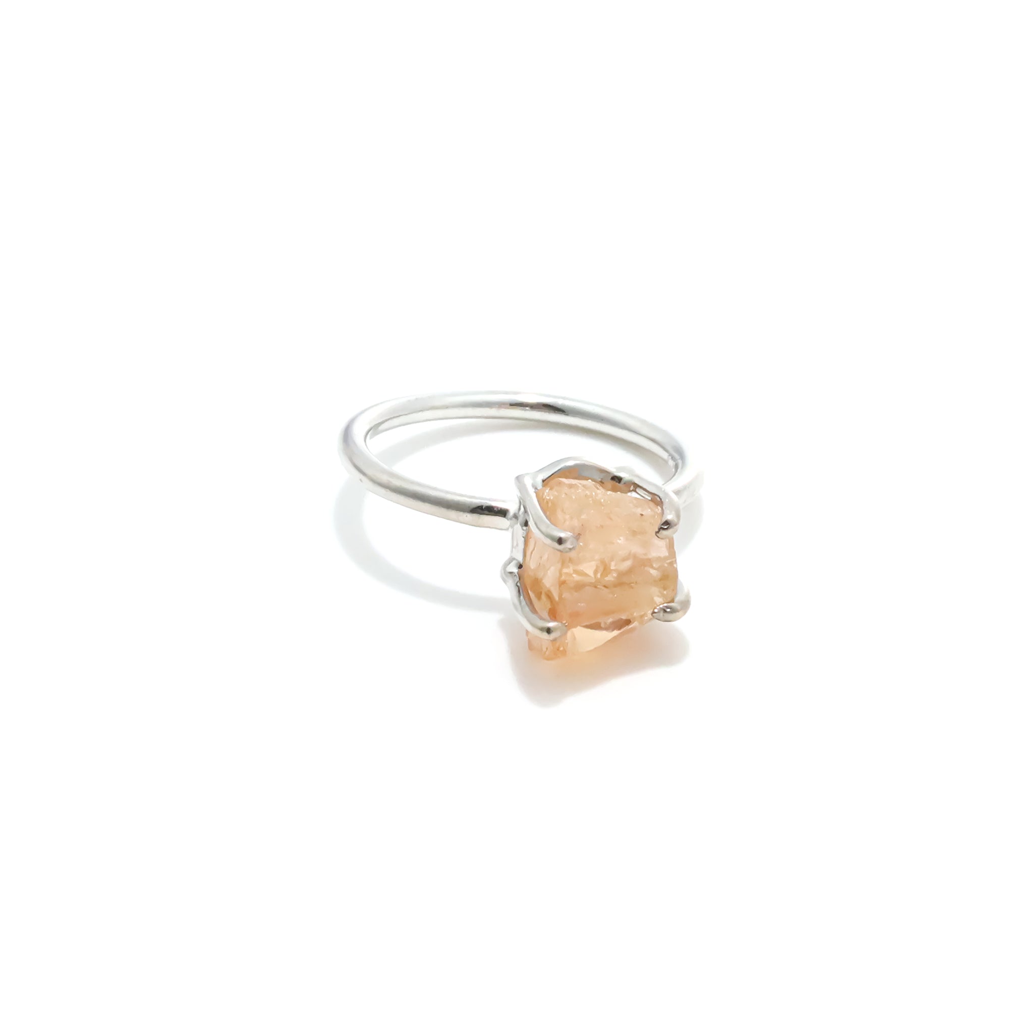 Raw Imperial Topaz Ring in 925 Sterling Silver Rough Gemstone Ring Handmade November Birthstone Jewelry