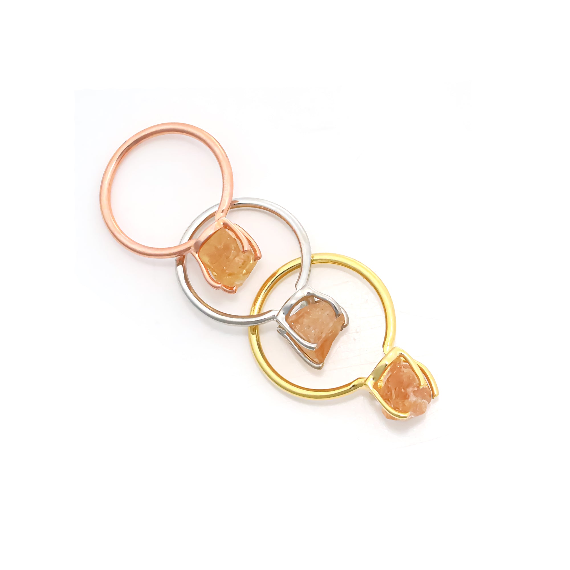 Raw Imperial Topaz Ring in 925 Sterling Silver Rough Gemstone Ring Handmade November Birthstone Jewelry