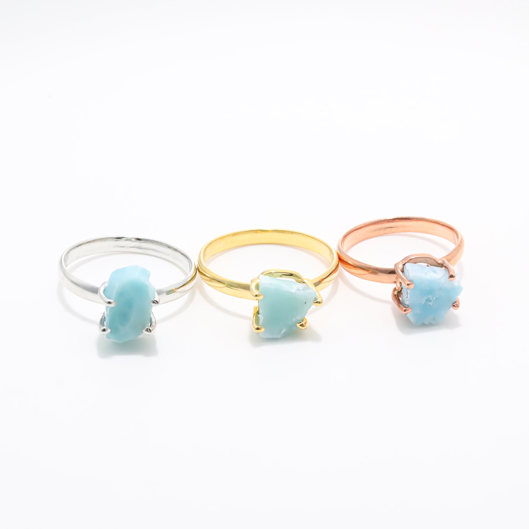 Raw Larimar Ring in 925 Sterling Silver Rough Gemstone Ring Handmade Jewelry Gift for Her