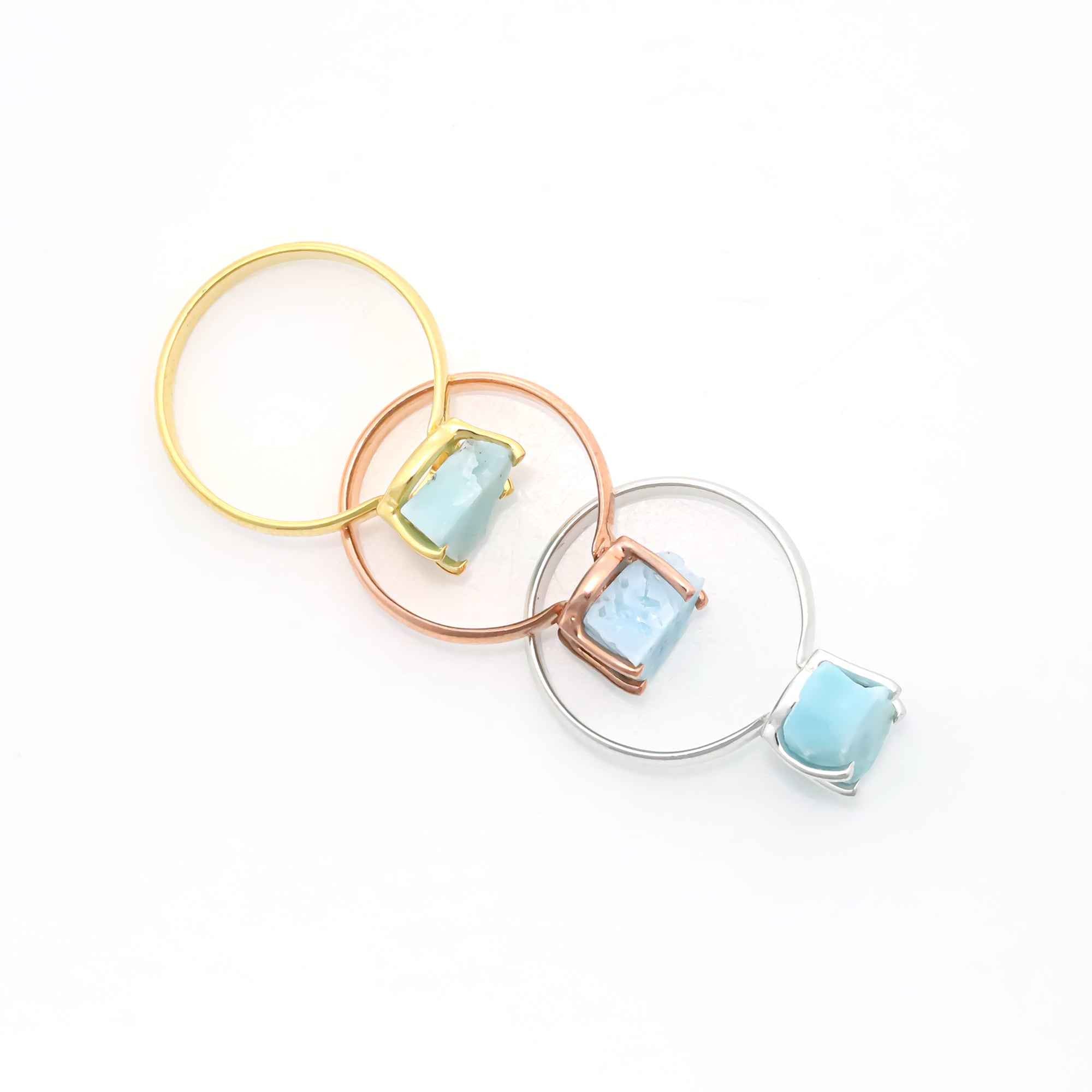 Raw Larimar Ring in 925 Sterling Silver Rough Gemstone Ring Handmade Jewelry Gift for Her