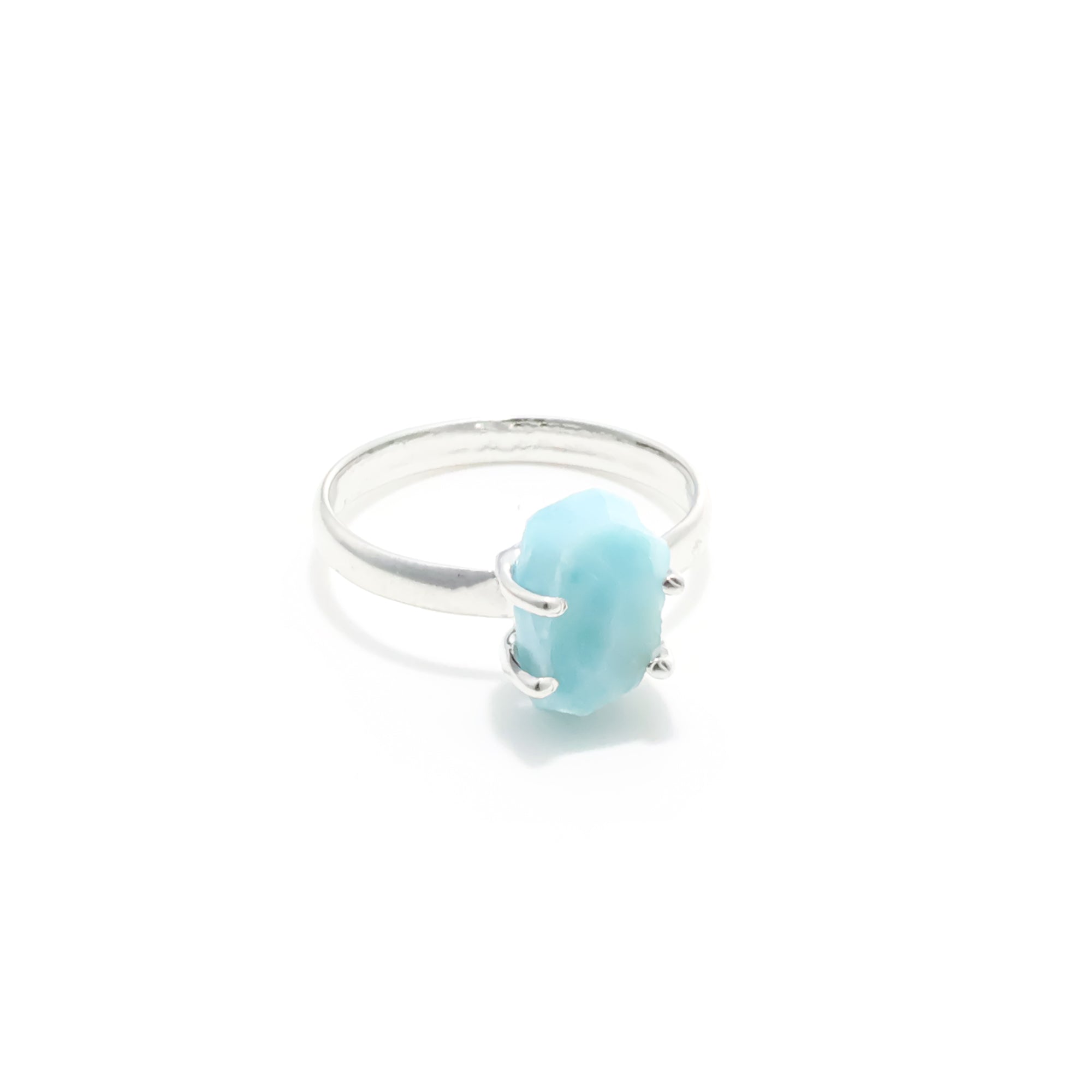 Raw Larimar Ring in 925 Sterling Silver Rough Gemstone Ring Handmade Jewelry Gift for Her