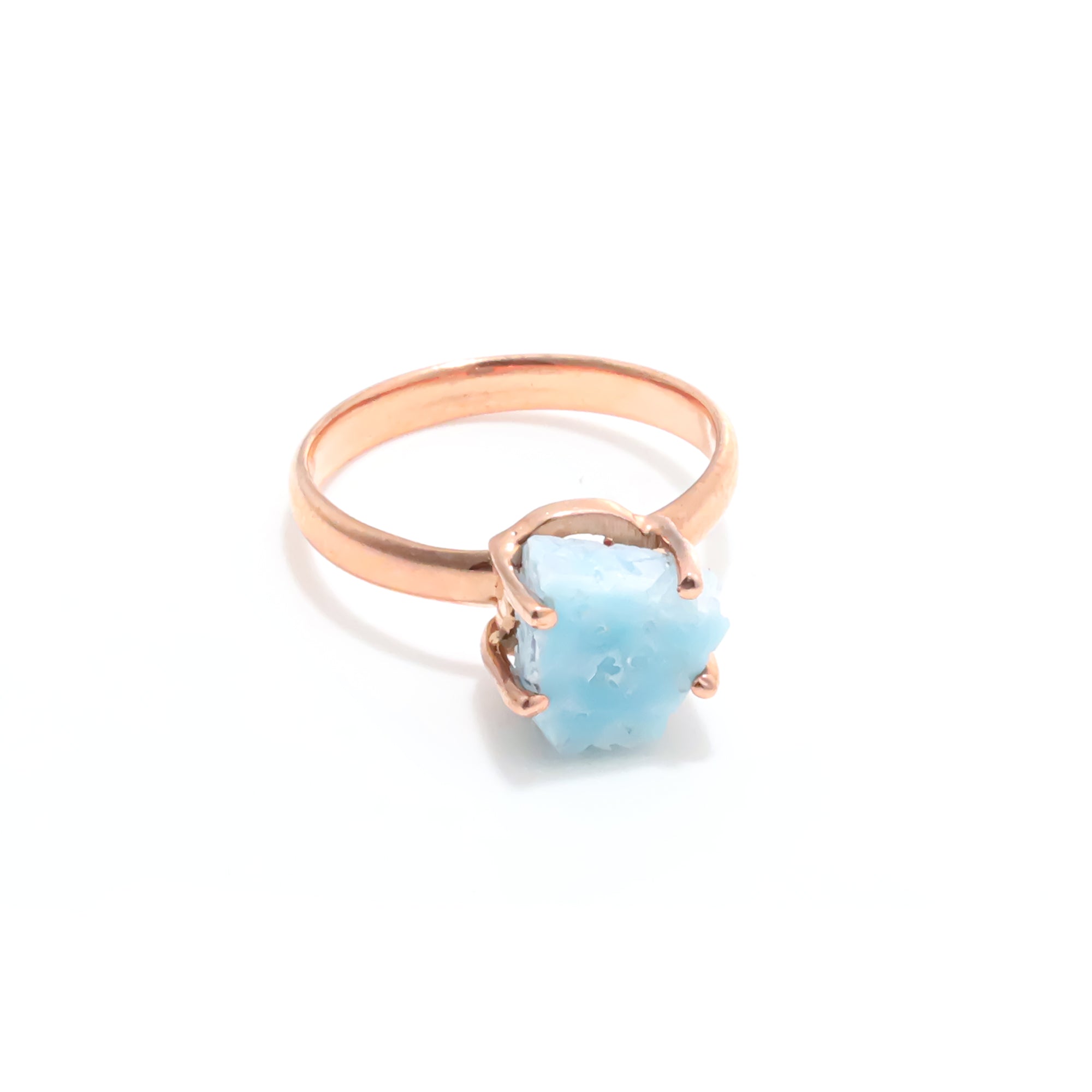 Raw Larimar Ring in 925 Sterling Silver Rough Gemstone Ring Handmade Jewelry Gift for Her