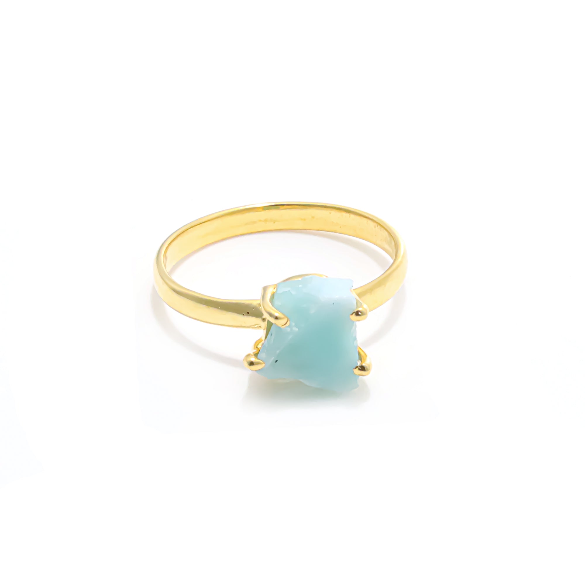 Raw Larimar Ring in 925 Sterling Silver Rough Gemstone Ring Handmade Jewelry Gift for Her
