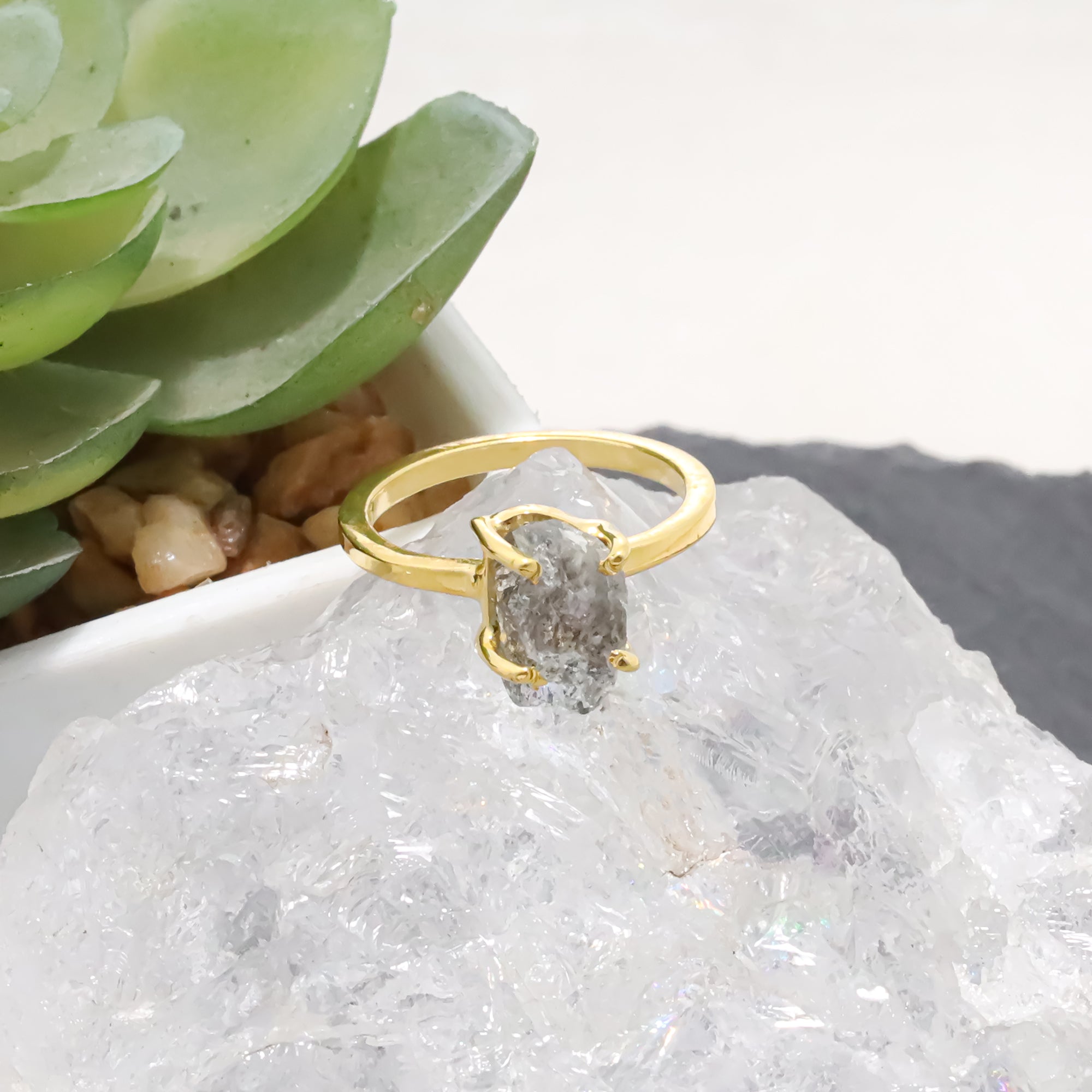 Raw Moss Aquamarine Ring in 925 Sterling Silver Rough Gemstone Ring Handmade March Birthstone Jewelry