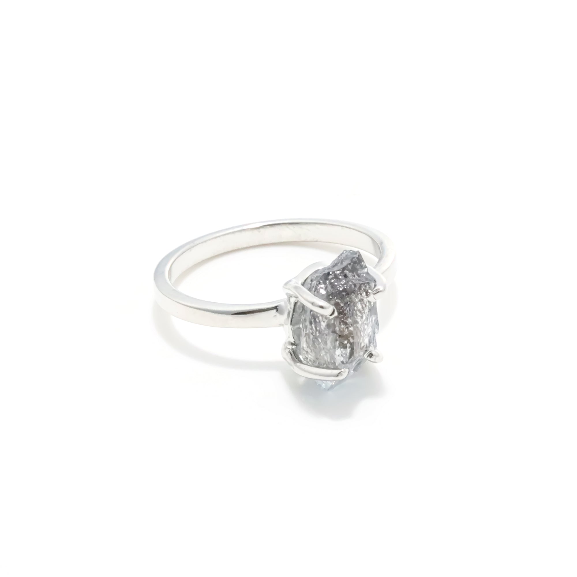 Raw Moss Aquamarine Ring in 925 Sterling Silver Rough Gemstone Ring Handmade March Birthstone Jewelry