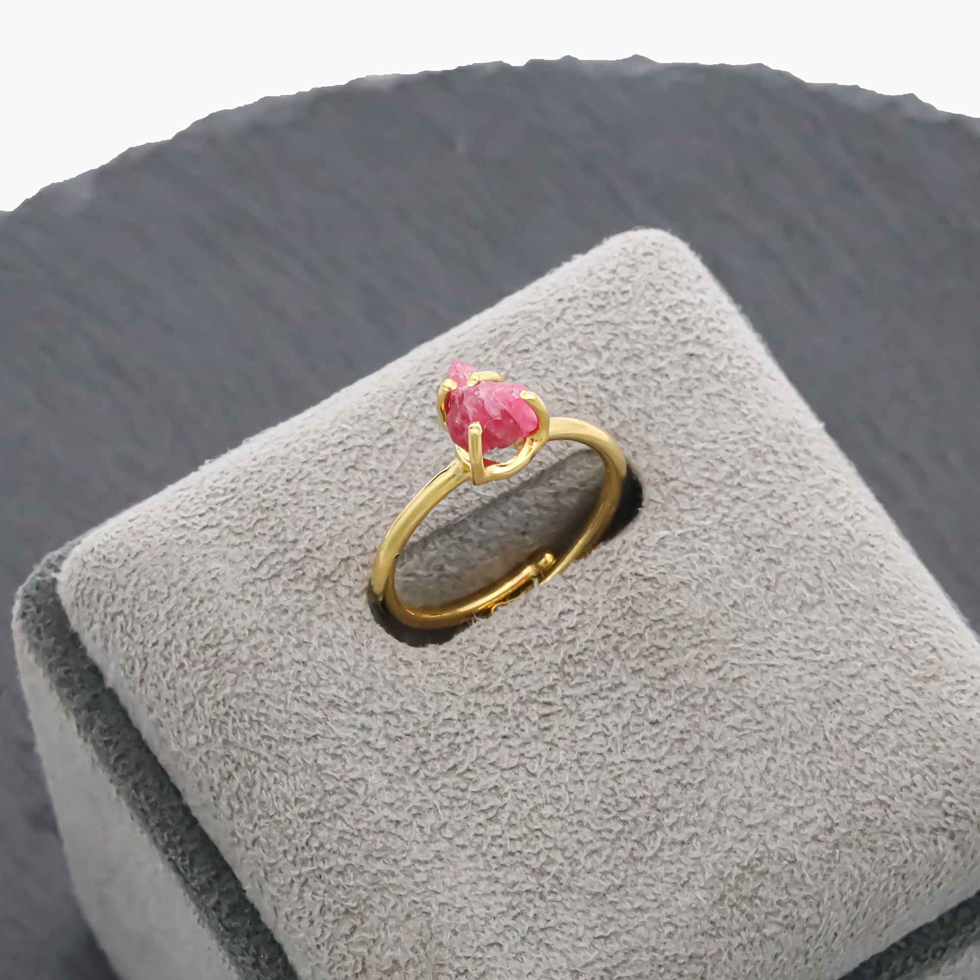 Raw Pink Spinel Ring in 925 Sterling Silver Rough Gemstone Ring Handmade Jewelry Gift for Her