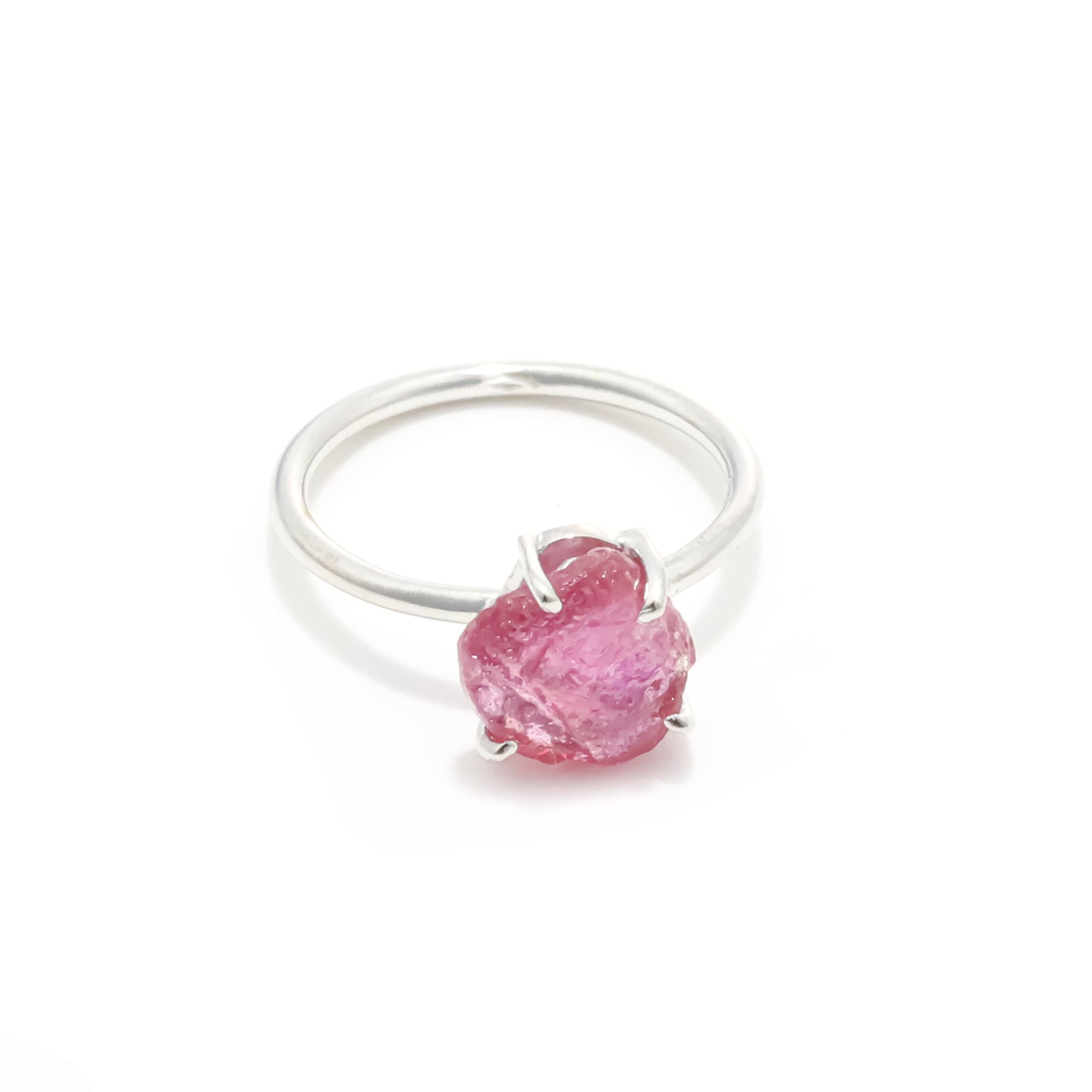 Raw Glass Filled Ruby Ring in 925 Sterling Silver Rough Gemstone Ring Handmade