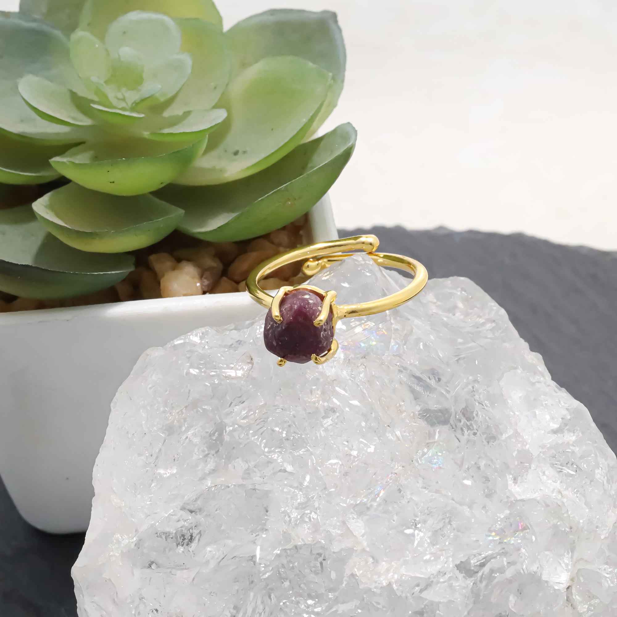 Raw Natural Ruby Ring in 925 Sterling Silver Rough Gemstone Ring Handmade July Birthstone Jewelry