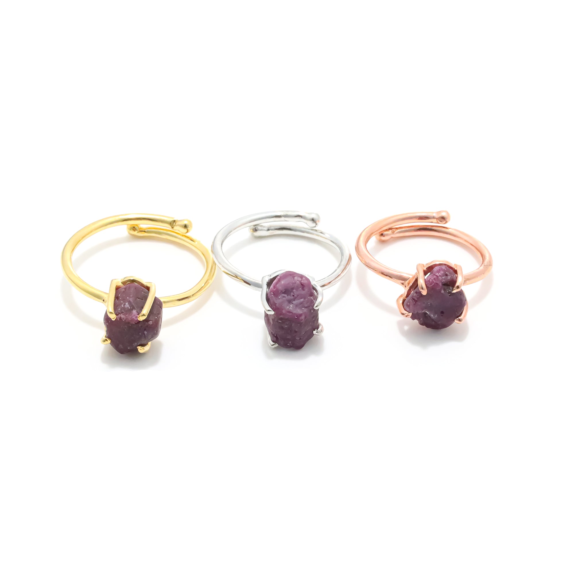 Raw Natural Ruby Ring in 925 Sterling Silver Rough Gemstone Ring Handmade July Birthstone Jewelry