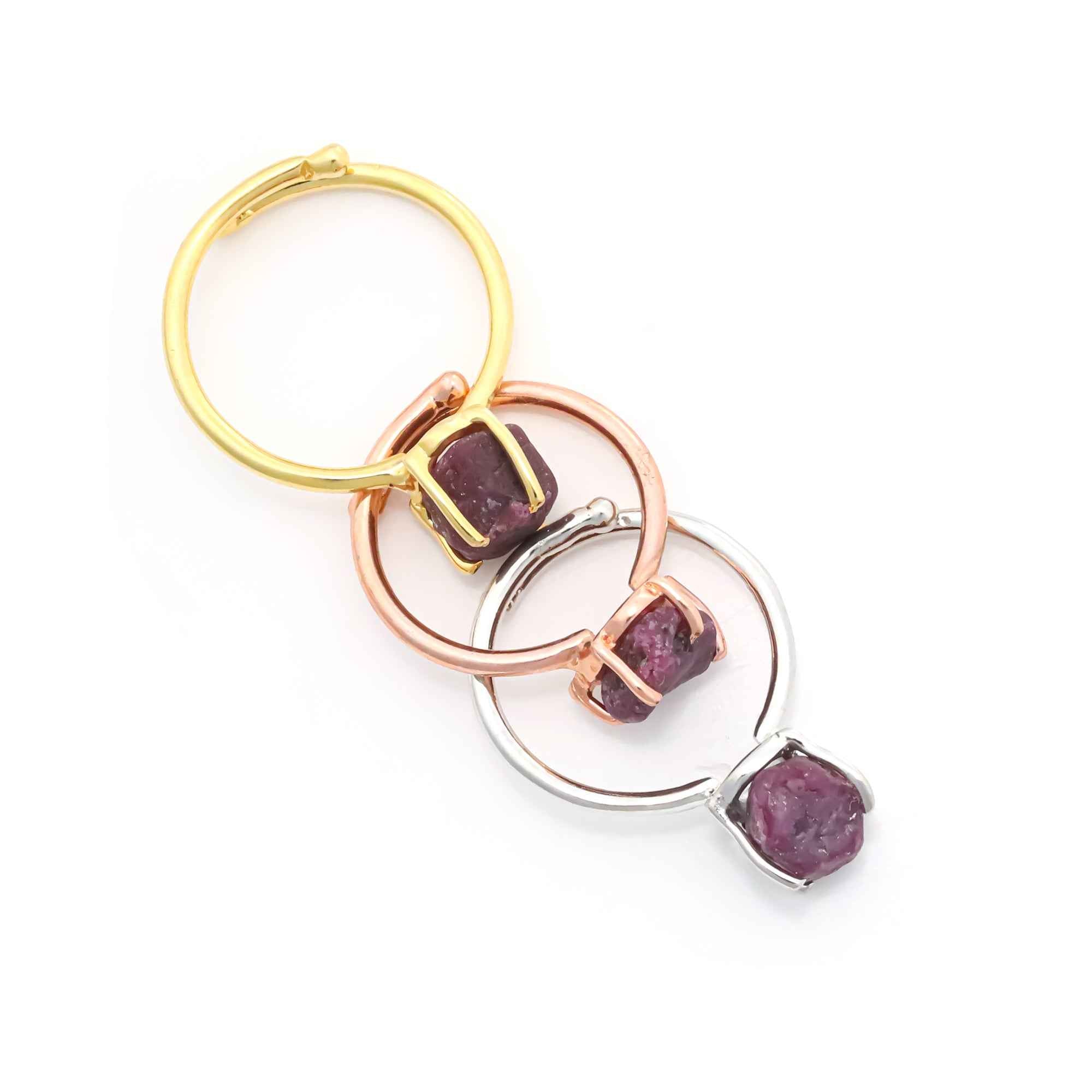Raw Natural Ruby Ring in 925 Sterling Silver Rough Gemstone Ring Handmade July Birthstone Jewelry