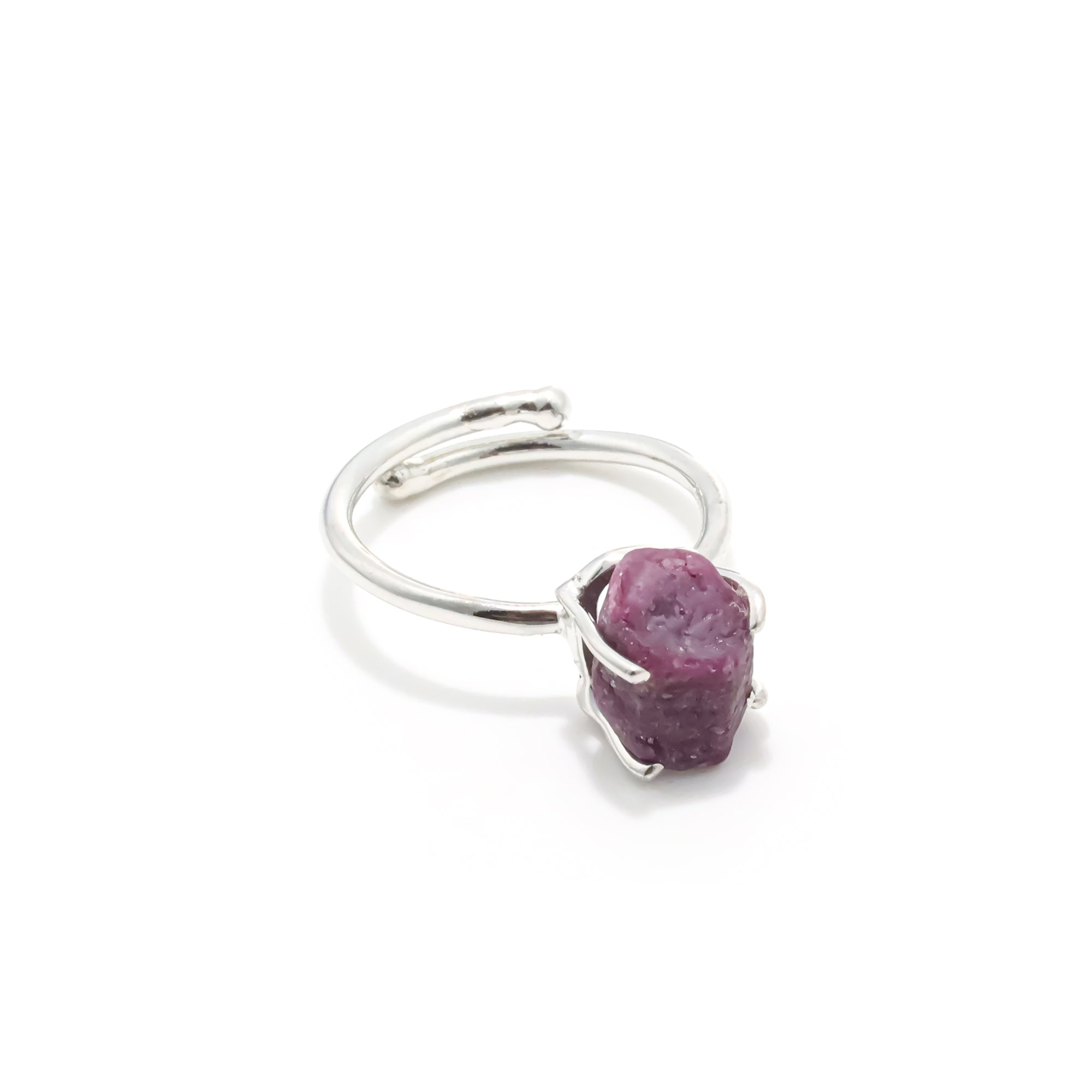 Raw Natural Ruby Ring in 925 Sterling Silver Rough Gemstone Ring Handmade July Birthstone Jewelry