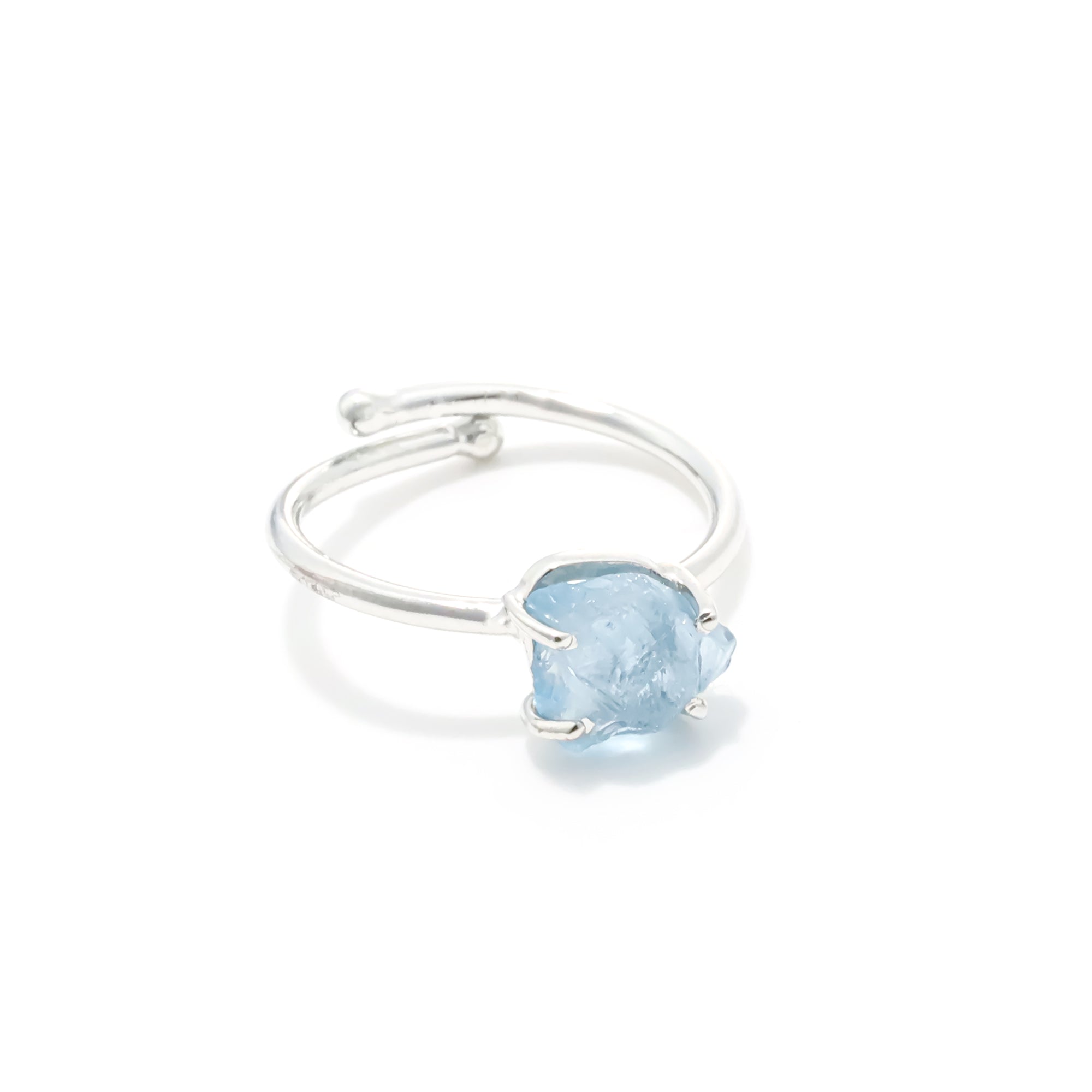 Raw Swiss Blue Topaz Ring in 925 Sterling Silver Rough Gemstone Ring Handmade December Birthstone Jewelry